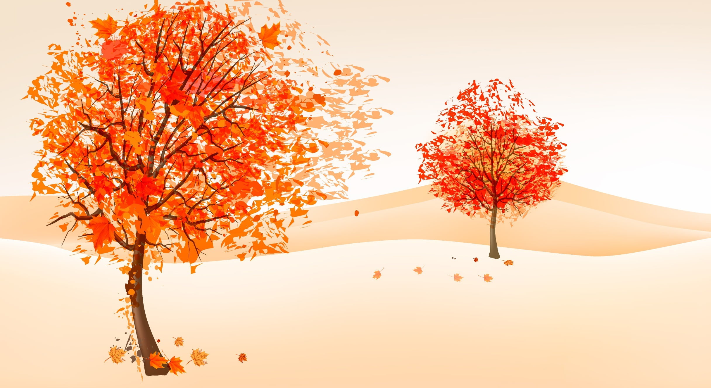 flowering plant, silhouette, illustration, tree, freshness, abstract, nature, multi Colored, scenics - nature, branch, forest, red, the wind, leaf, foliage, HD Wallpaper