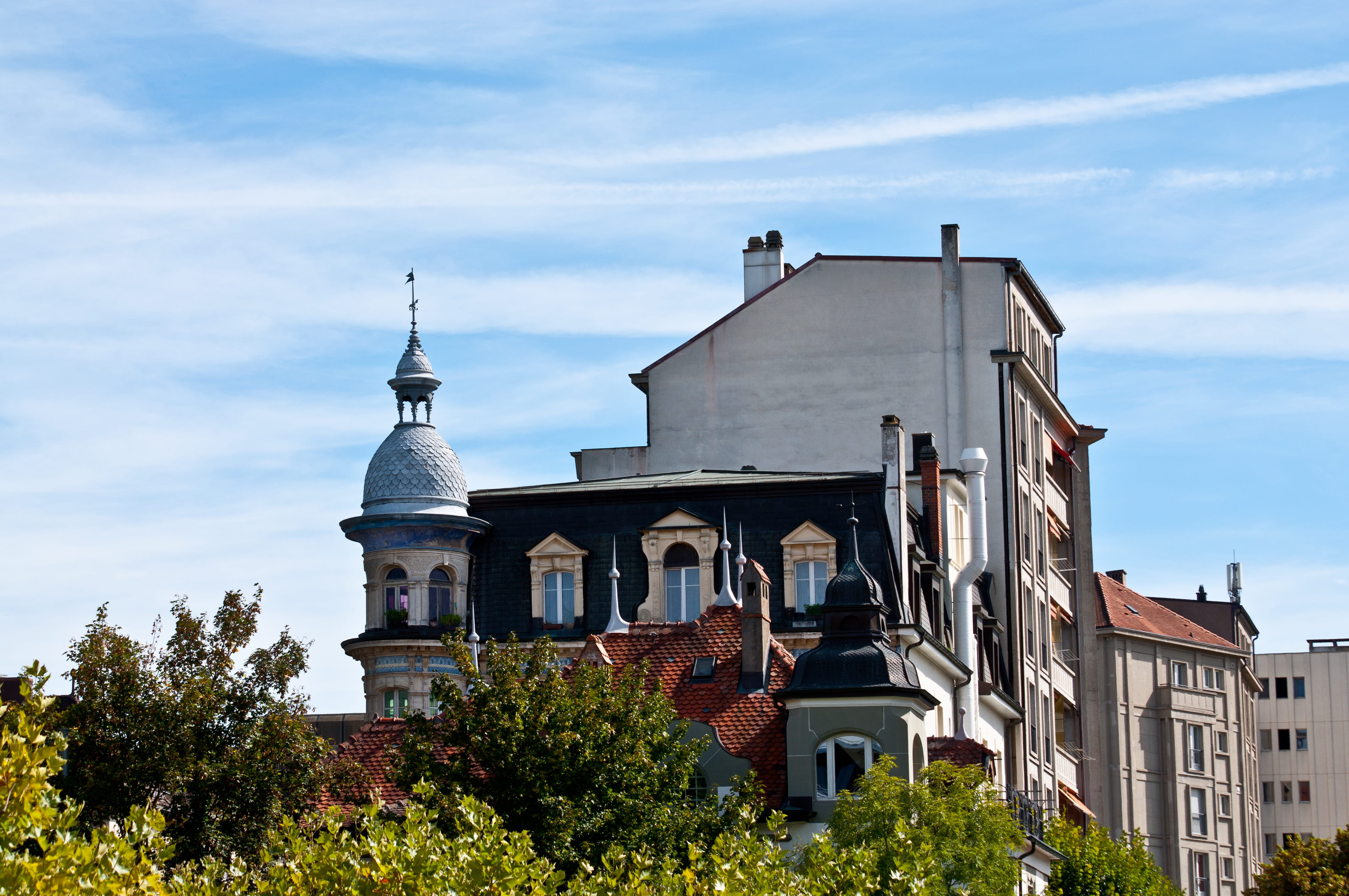 place of worship, freiburg, spire, cloud - sky, tower, sky, fribourg, nature, architecture, built structure, building, outdoors, day, trees, 4K, city, HD Wallpaper