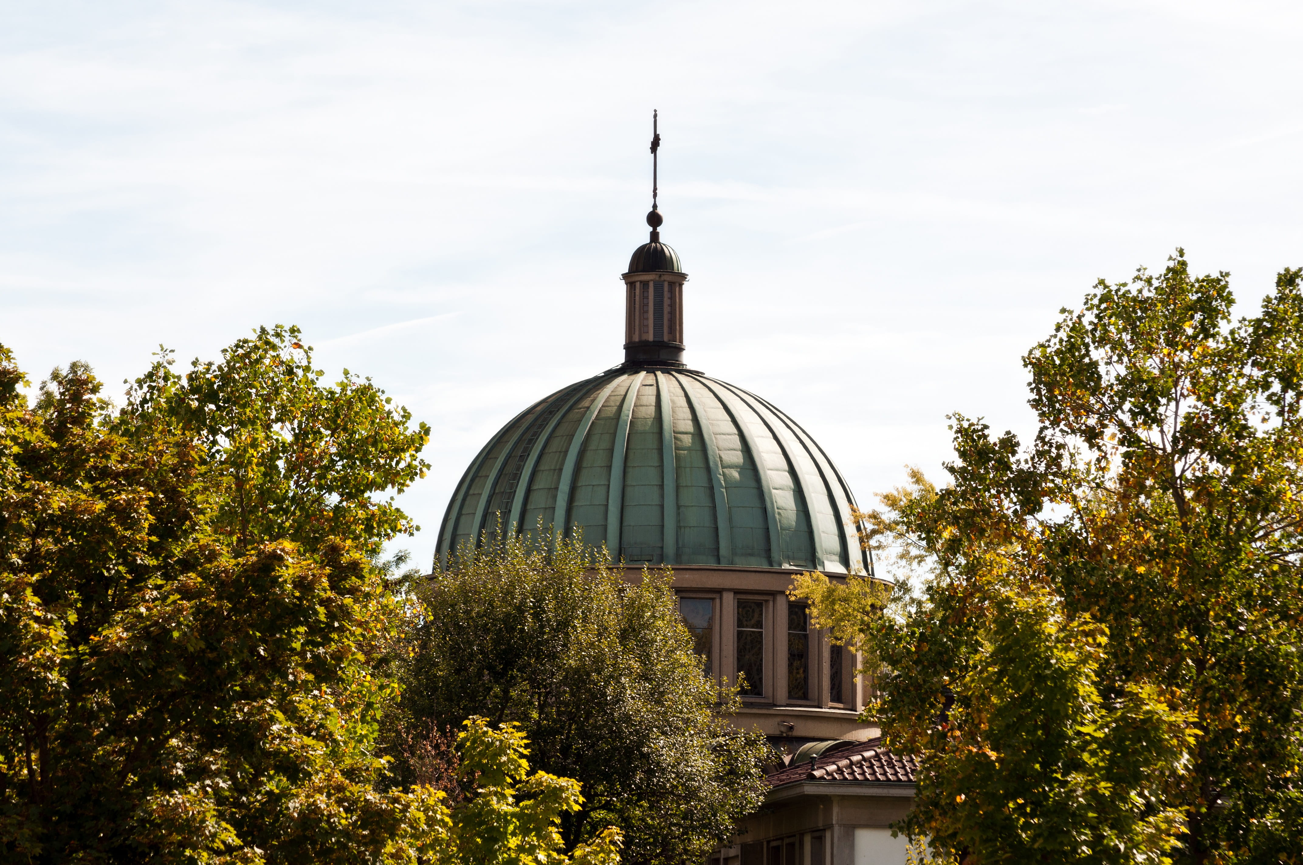 no people, building, outdoors, day, plant, nature, spirituality, tree, growth, architecture, place of worship, spire, historically, trees, dome, autumn, HD Wallpaper
