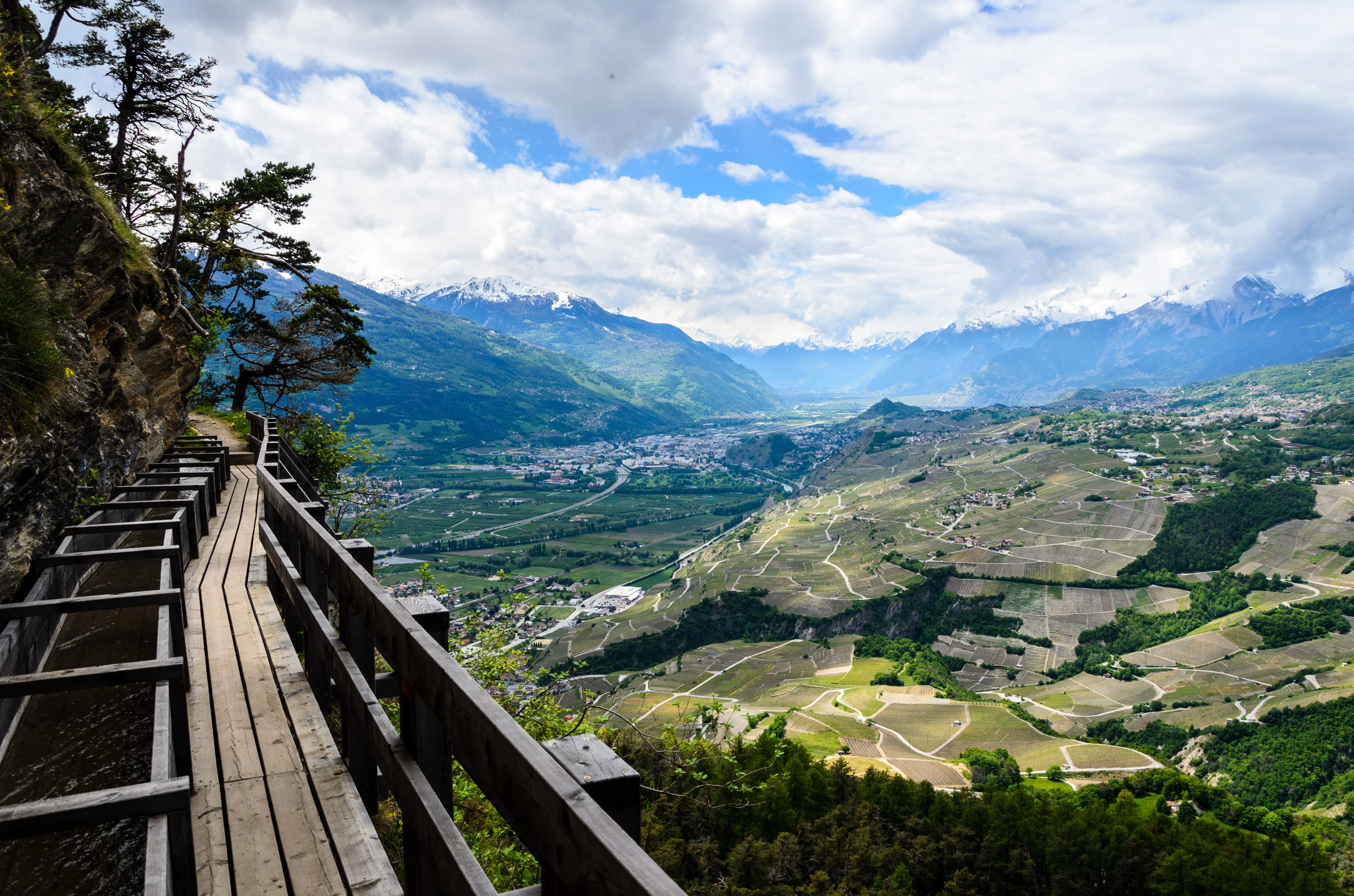 scenics - nature, alps, landscape, built structure, switzerland, suisse, transportation, sky, mountains, beauty in nature, mountain range, tranquil scene, HD Wallpaper