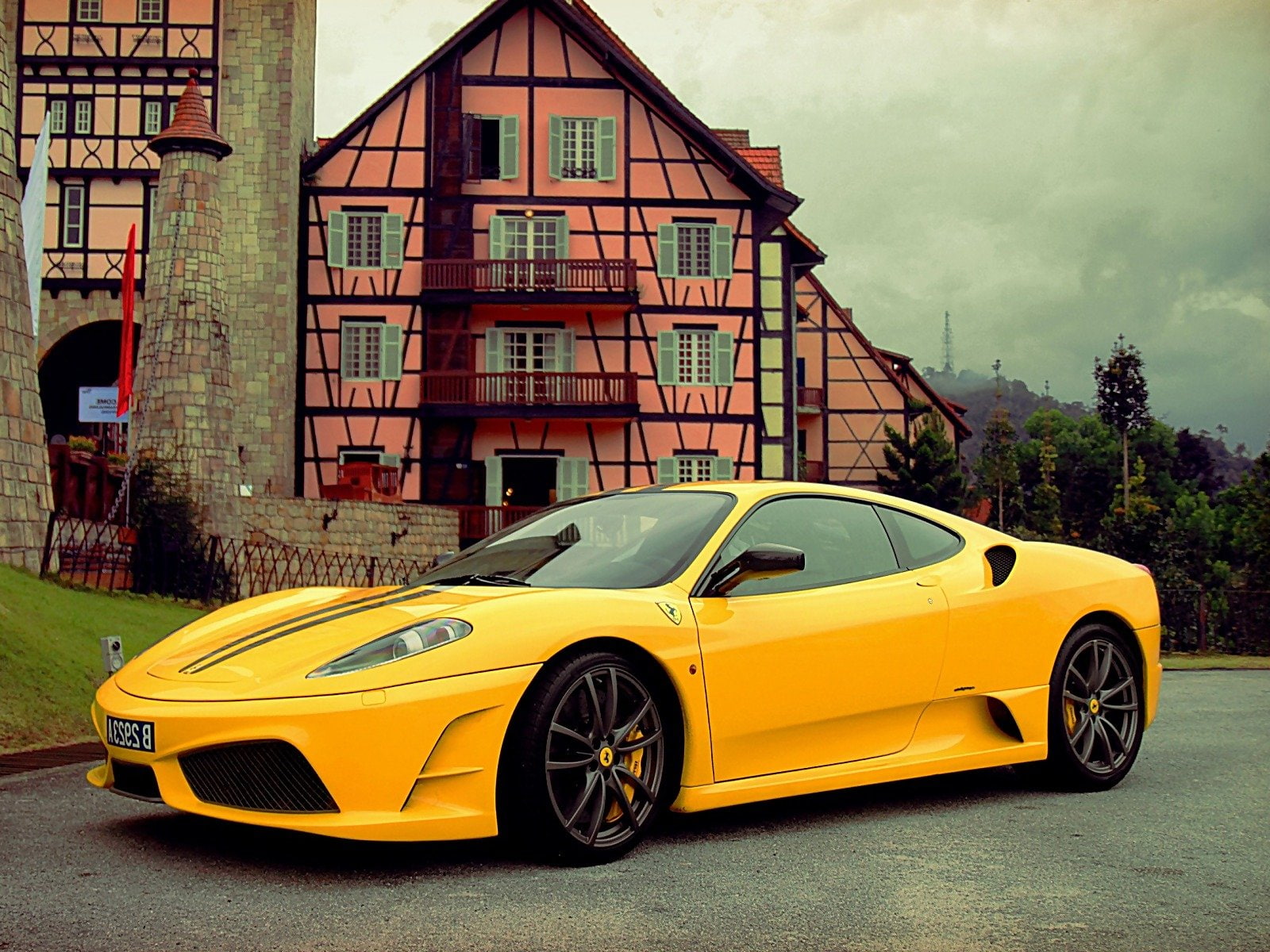 f430, ferrari, scuderia, supercar, 720P, jaune, italia, yellow, coupe, HD Wallpaper