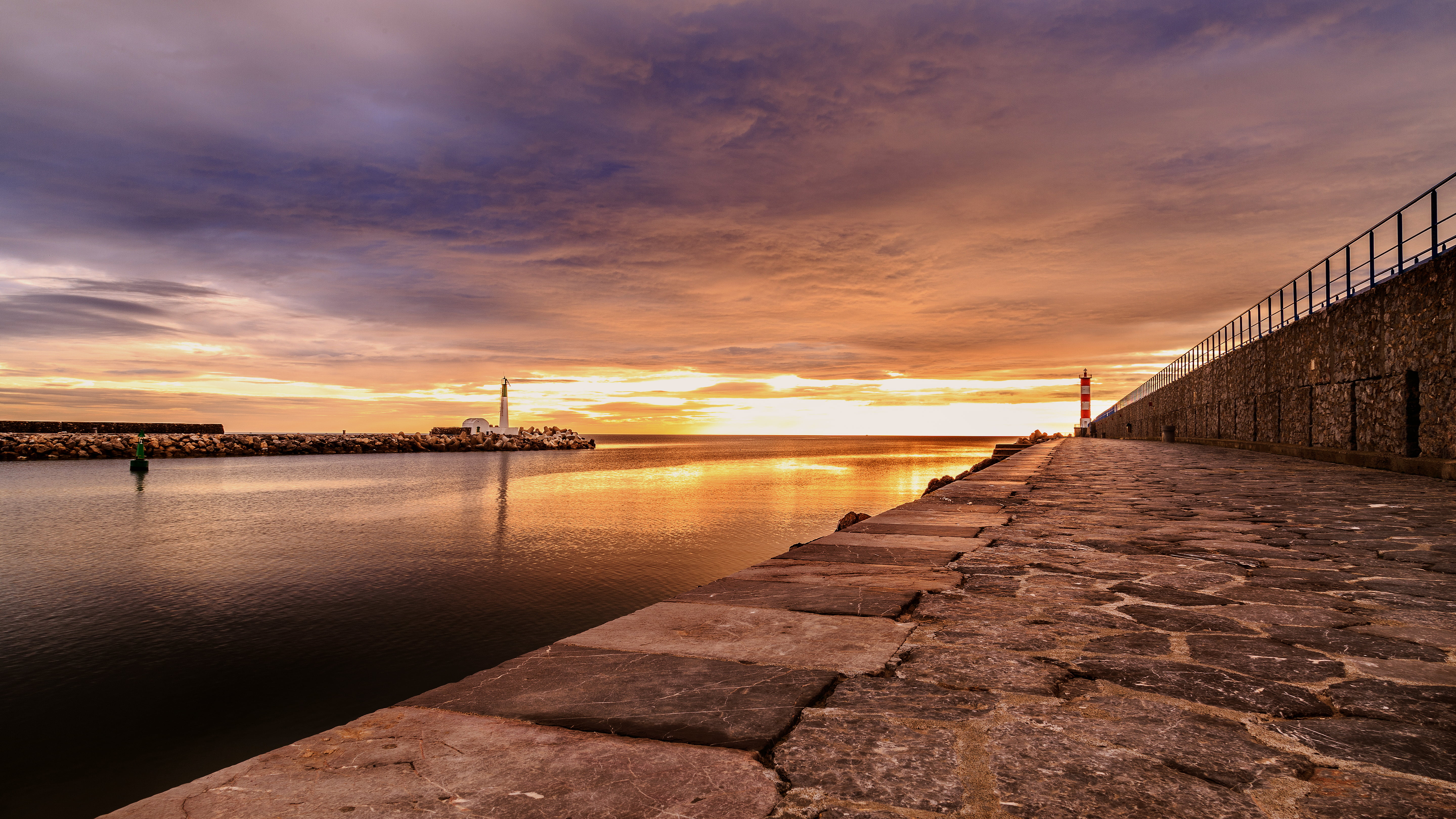architecture, river, colors, harbor, bridge - Man Made Structure, ciel, concrete, yellow  sky, Sunrise, pathway, night, nature, clouds, pier, sun, water, HD Wallpaper