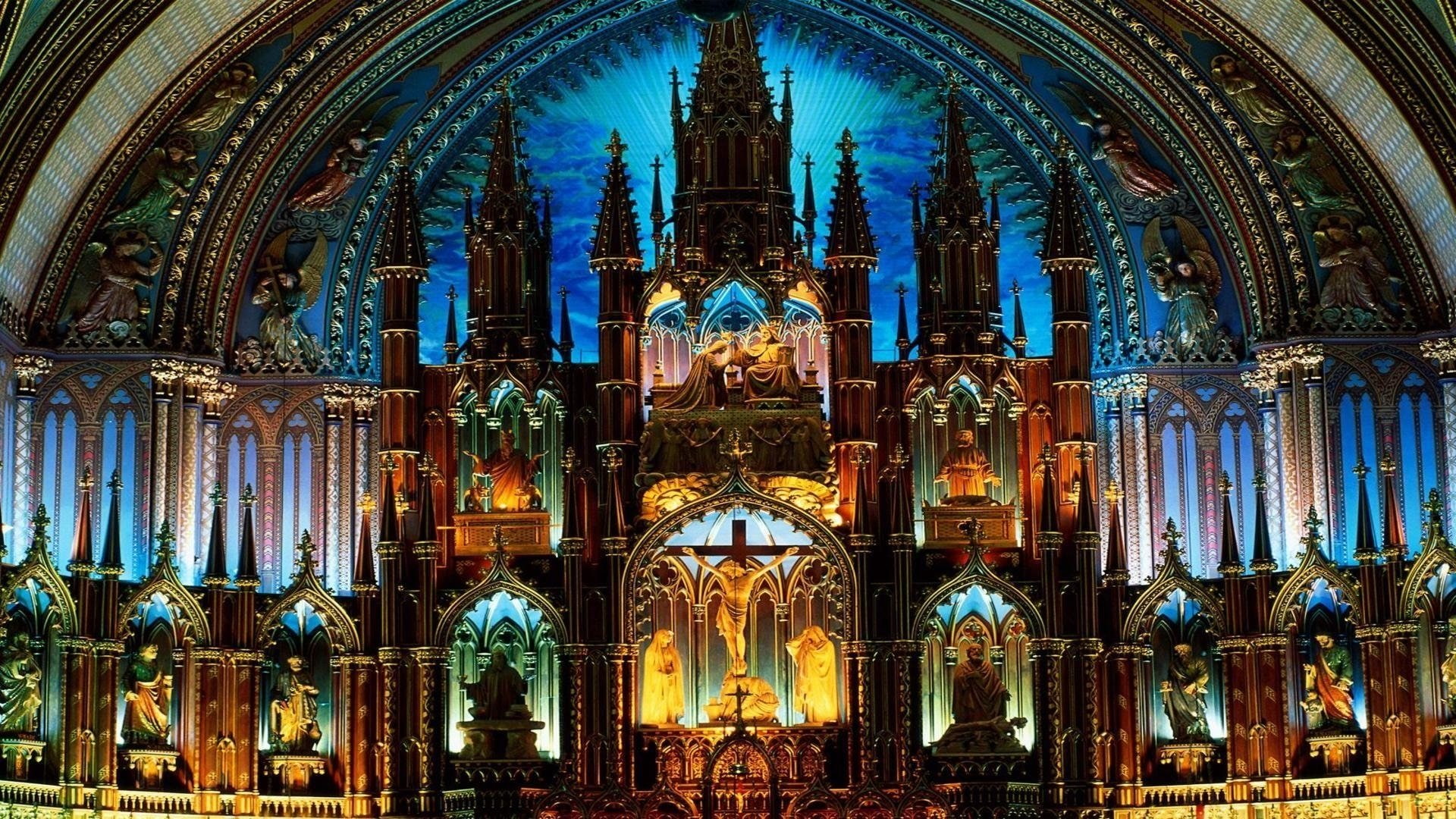 Statue, arch, Church, ceiling, altar, Interior, Architecture, Religion, ornate, place of worship, built structure, Christian, Cathedral, no people, 1080P, HD Wallpaper