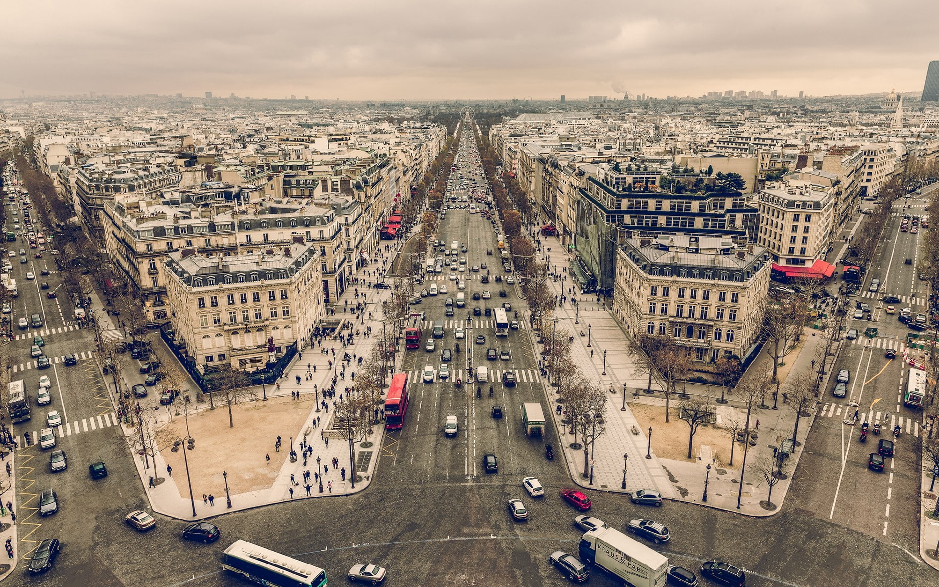 Paris, street, 1080P, Champs-Élysées, cityscape, building, HD Wallpaper