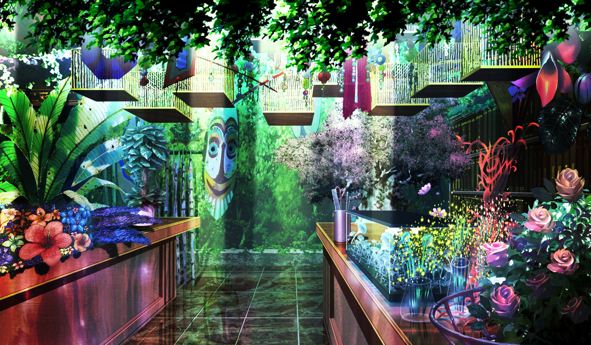 potted plant, fragility, visual novel, plant, built structure, flower, railing, Anime, 1080P, flowering plant, flowers, sora no mukou de sakimasu you ni, HD Wallpaper
