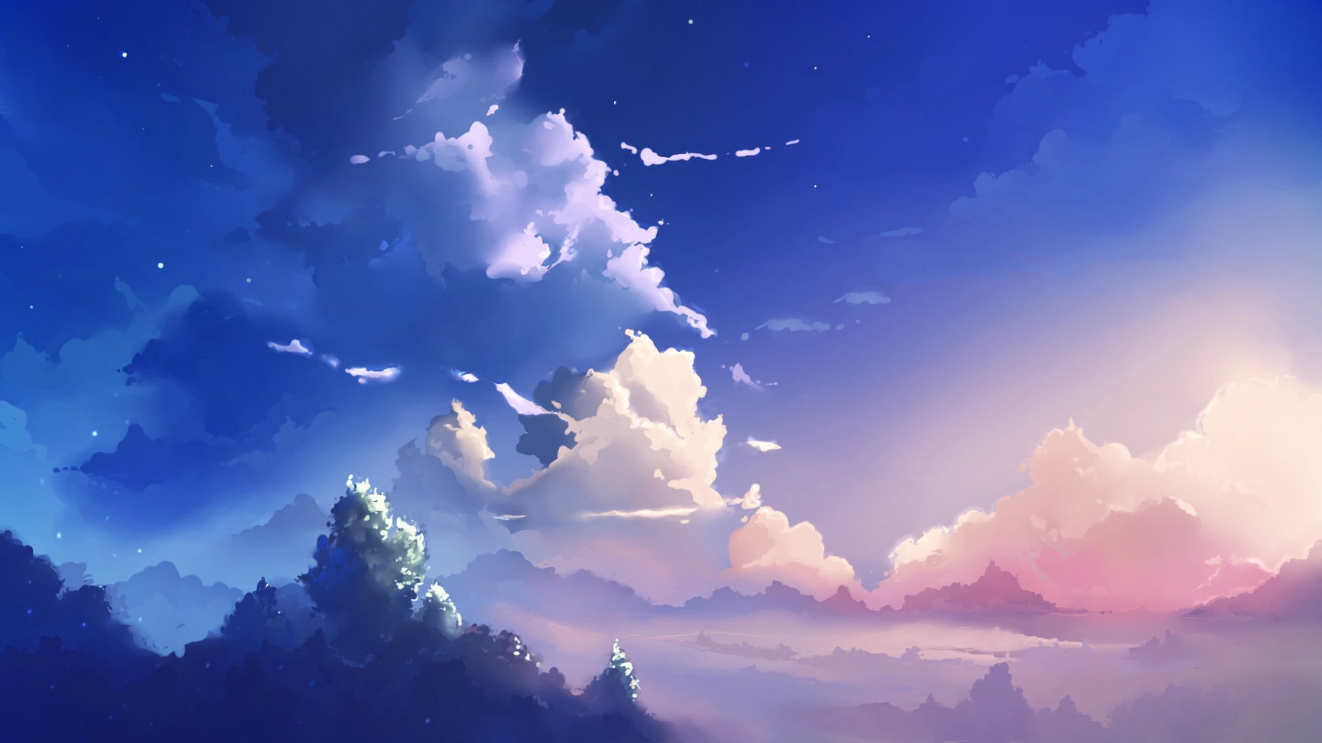 Makoto Shinkai, clouds, 1080P, anime, blue, 5 Centimeters Per Second, landscape, sky, HD Wallpaper