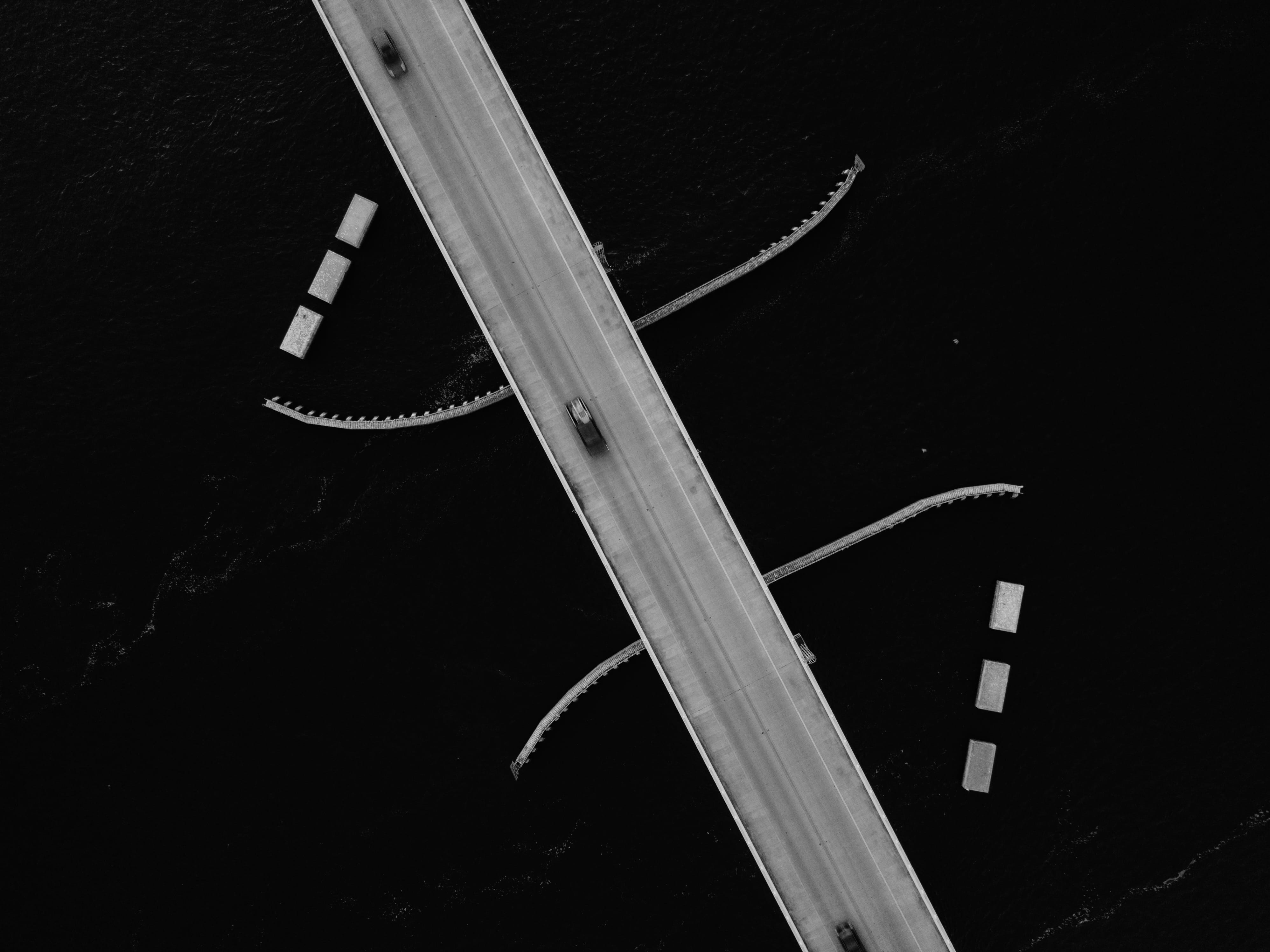 black-and-white, sign, transportation system, 4K, healthcare and medicine, view, two objects, table, road, cars, drone shot, night, connection, single object, HD Wallpaper