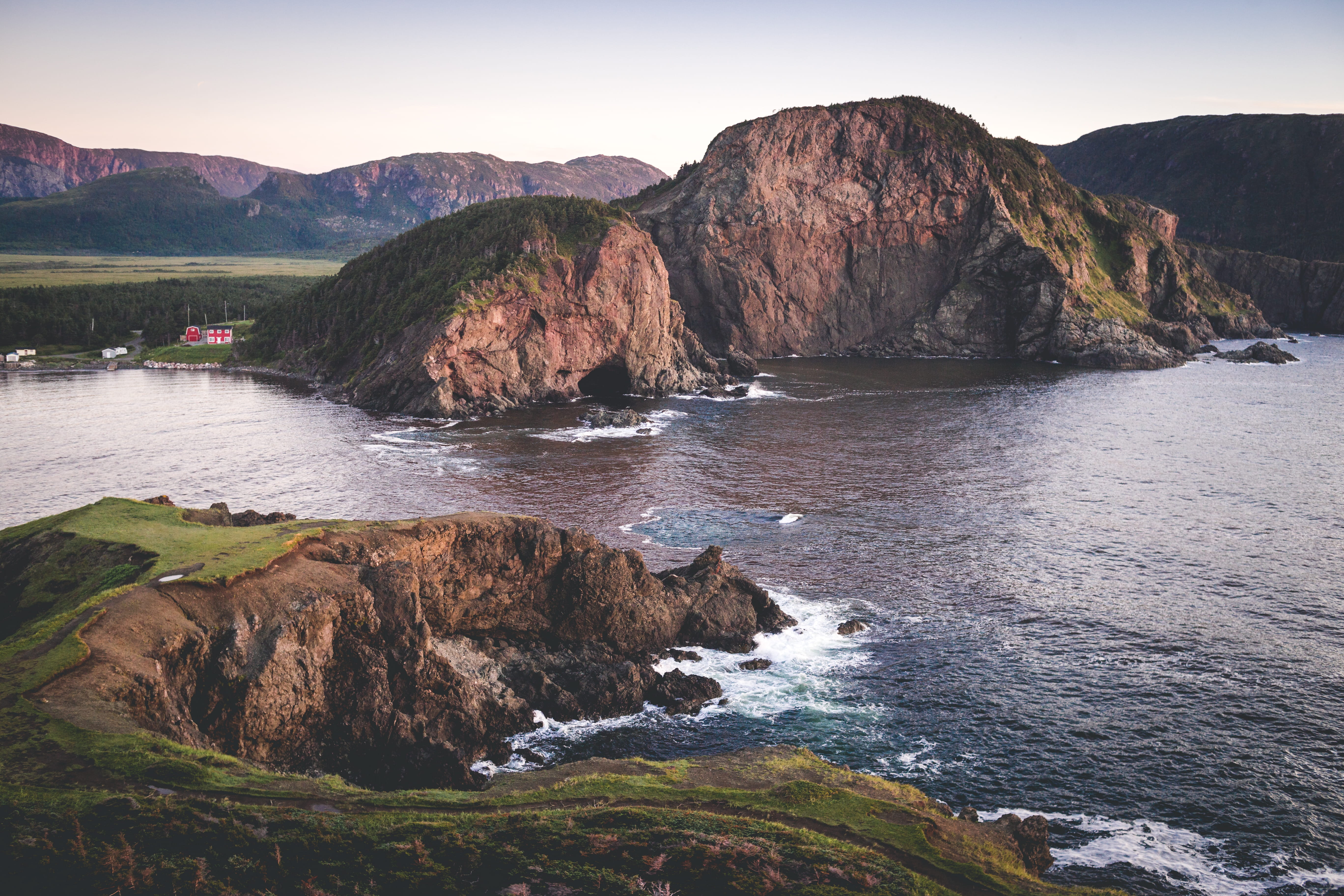 idyllic, solid, rock formation, environment, land, aerial view, mountain, scenics - nature, canada, tranquility, 5K, waves, sky, photography, shore, cliff, HD Wallpaper