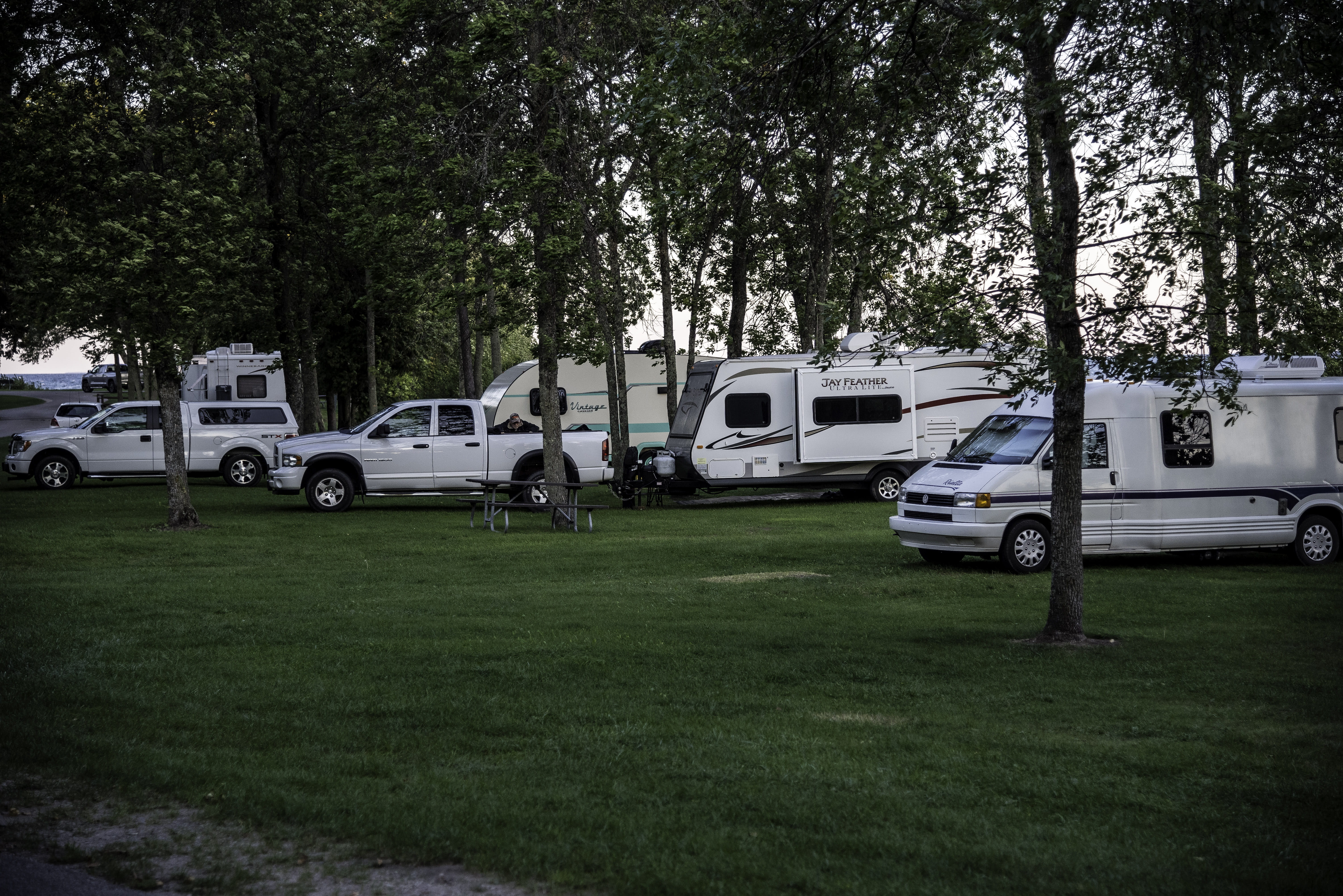 land vehicle, 5K, land, car, motor vehicle, Wells State Park, mode of transport, outdoors, nature, grass, cars, state, Camp, no people, j, J.W., motor Home, HD Wallpaper
