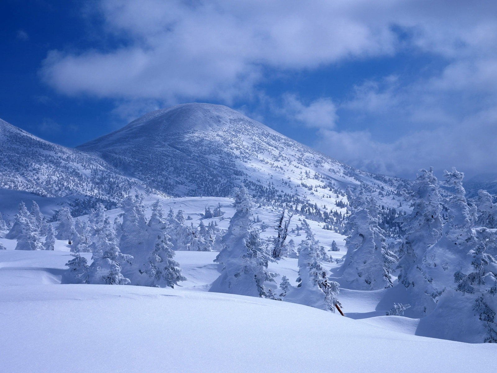white color, snow, scenics - nature, environment, mountain Peak, winter, blue, near, land, cold temperature, tranquil Scene, tourist Resort, cloud - sky, HD Wallpaper