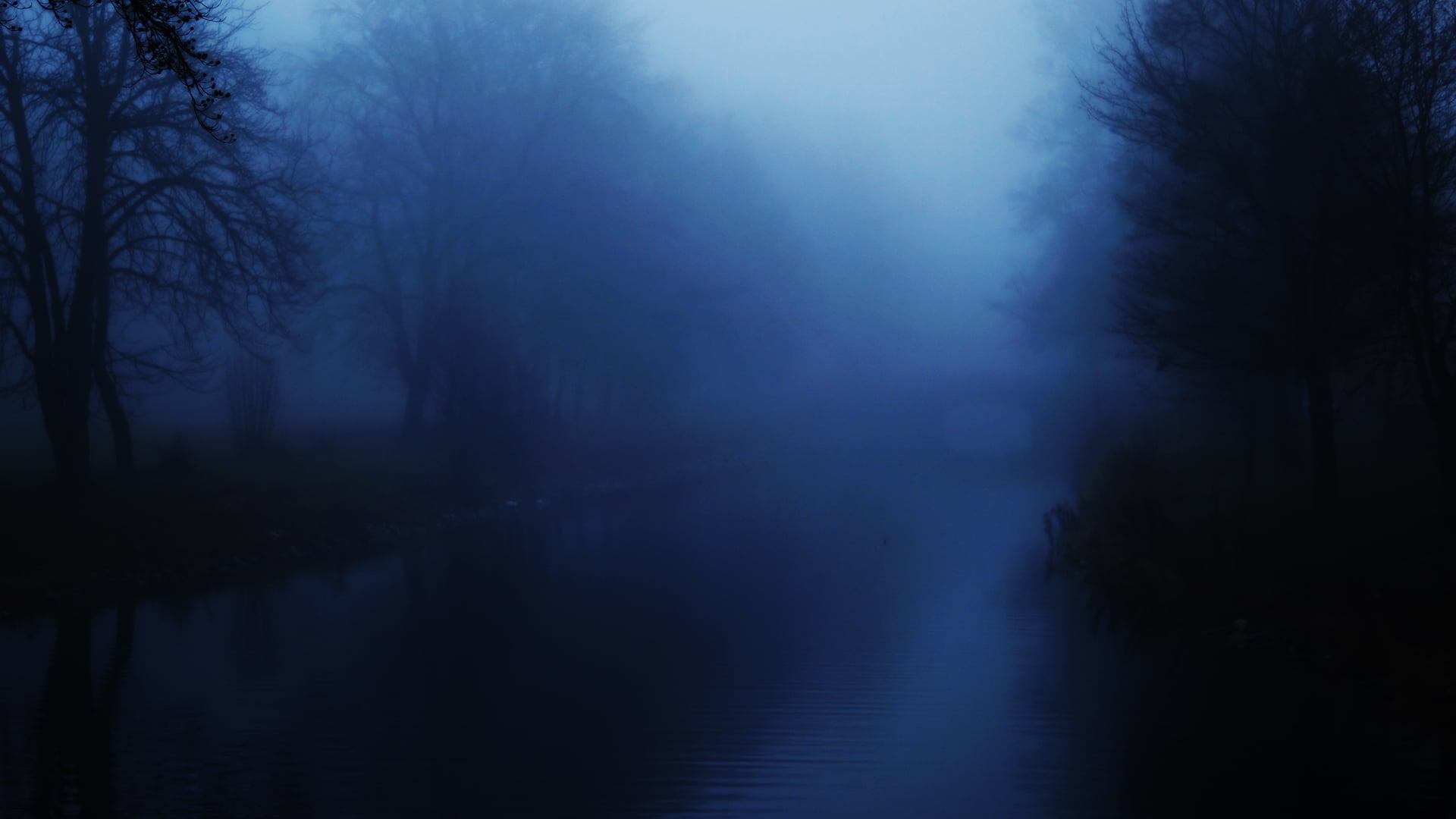 land, bridge, reflection, forest, beauty in nature, fog, blue, road, plant, woodland, plants, tree, river, tranquil scene, landscape, 1080P, lake, outdoors, HD Wallpaper