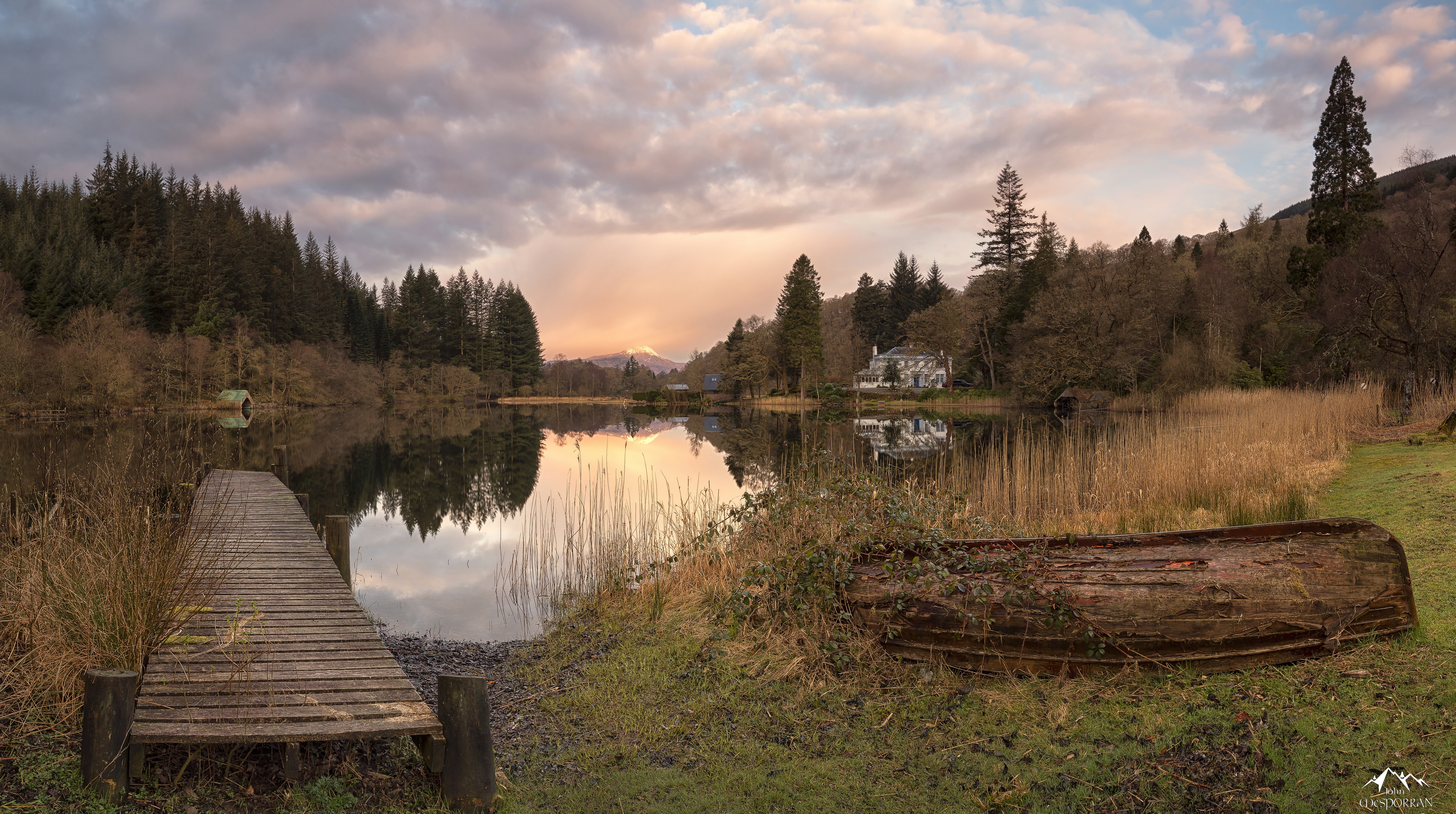 Scotland, Lakes, Lake, growth, non-urban scene, House, scenics - nature, trossachs, plant, built structure, unitedkingdom, tranquility, tranquil scene, HD Wallpaper