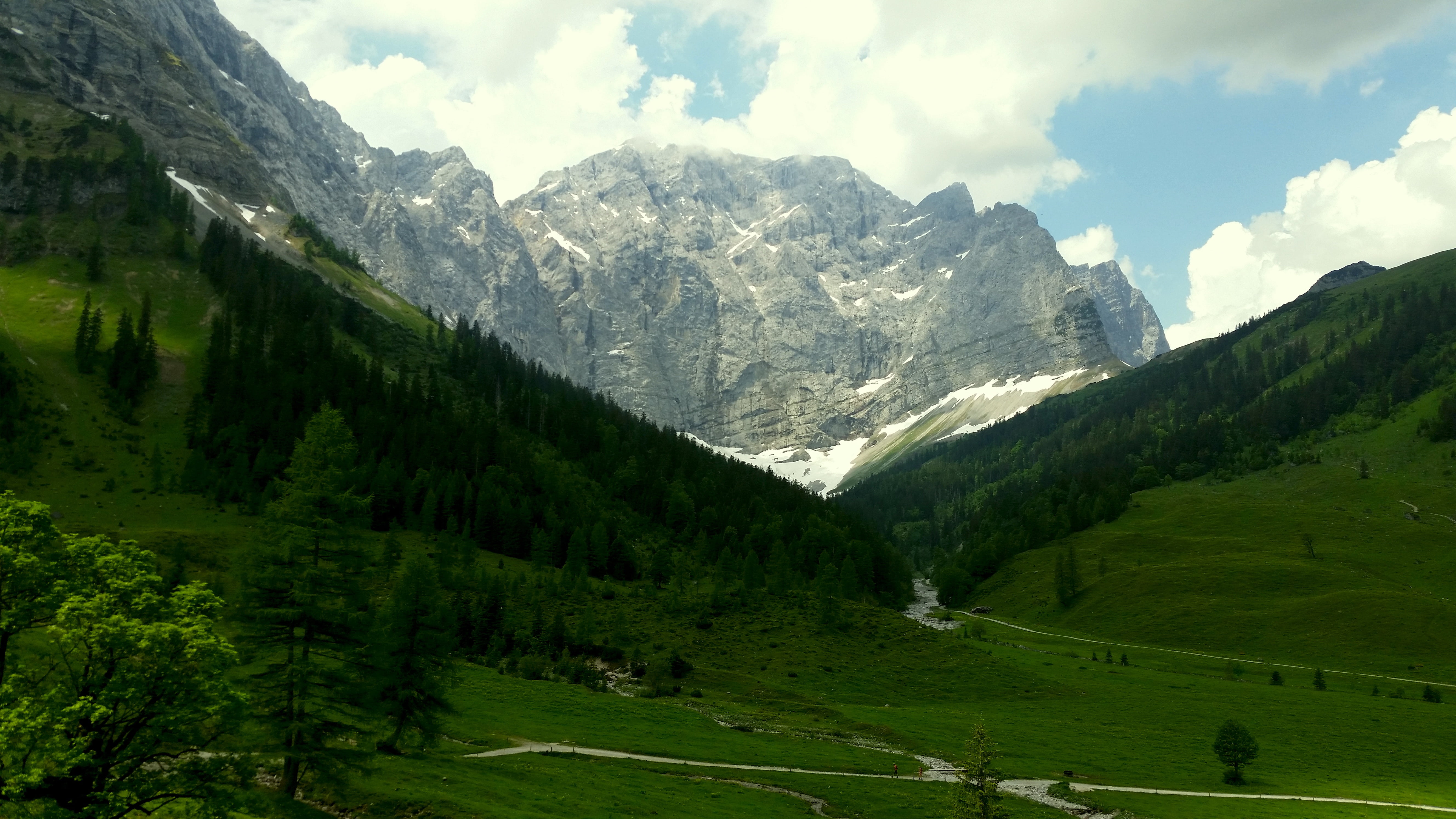 karwendel, day, european Alps, 5K, sky, nature, tranquil scene, mountain peak, outdoors, non-urban scene, pine tree, scenics - nature, mountains, scenics, HD Wallpaper