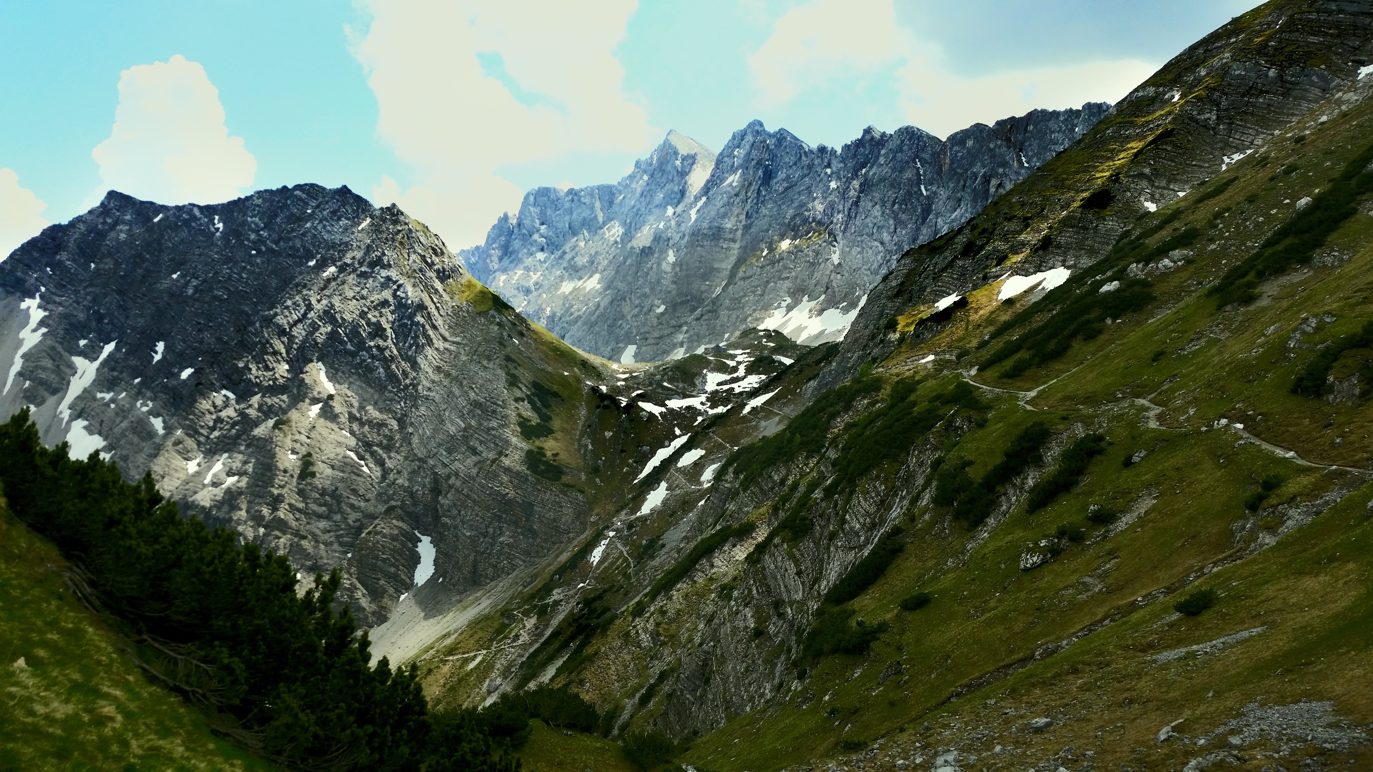 mountain range, formation, mountaineering, no people, landscape, snowcapped mountain, hiking, karwendel, sky, geology, mountain Peak, tranquil scene, summer, HD Wallpaper