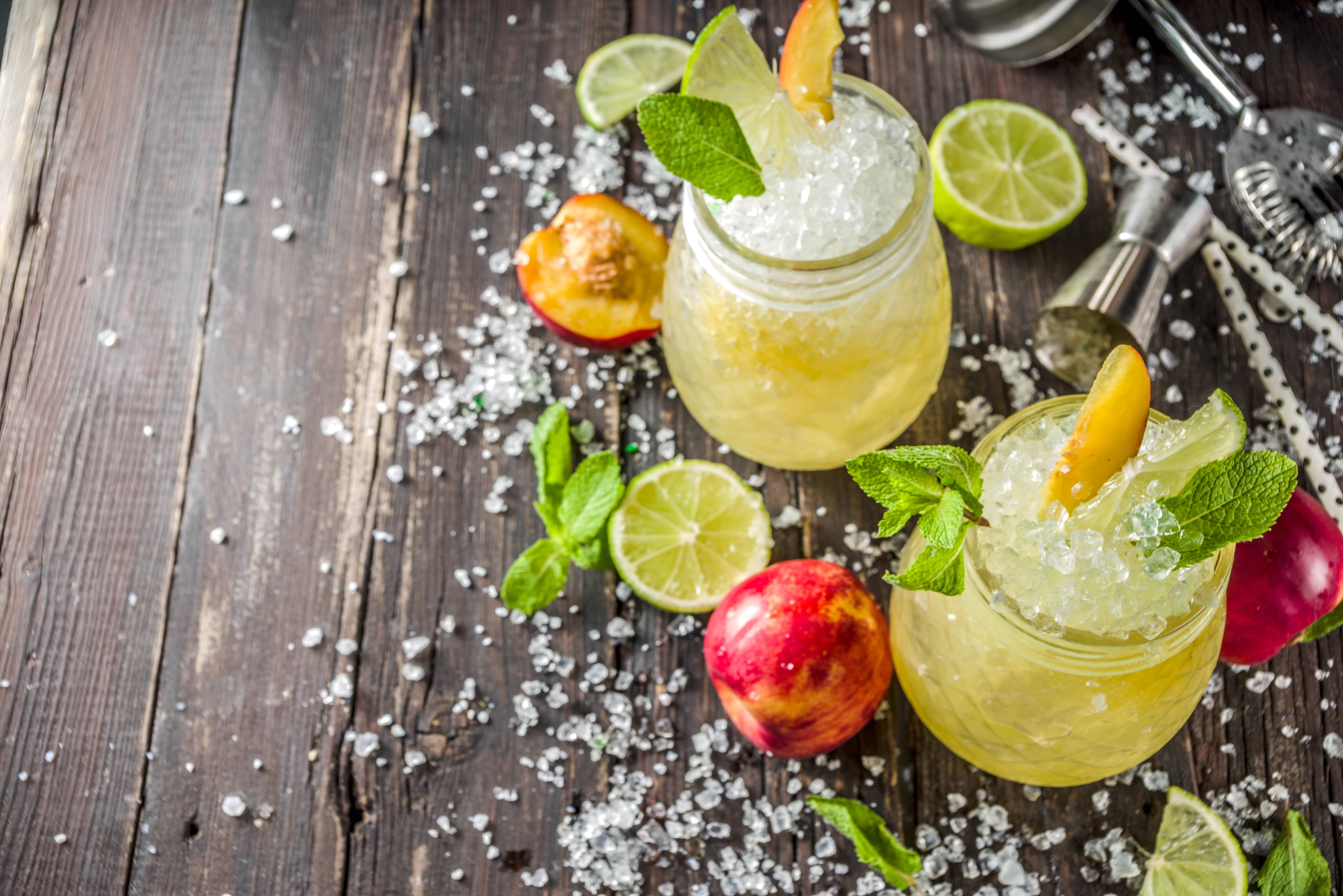 lemons, ice, peach, Lomond, mint, drink, 5K, HD Wallpaper