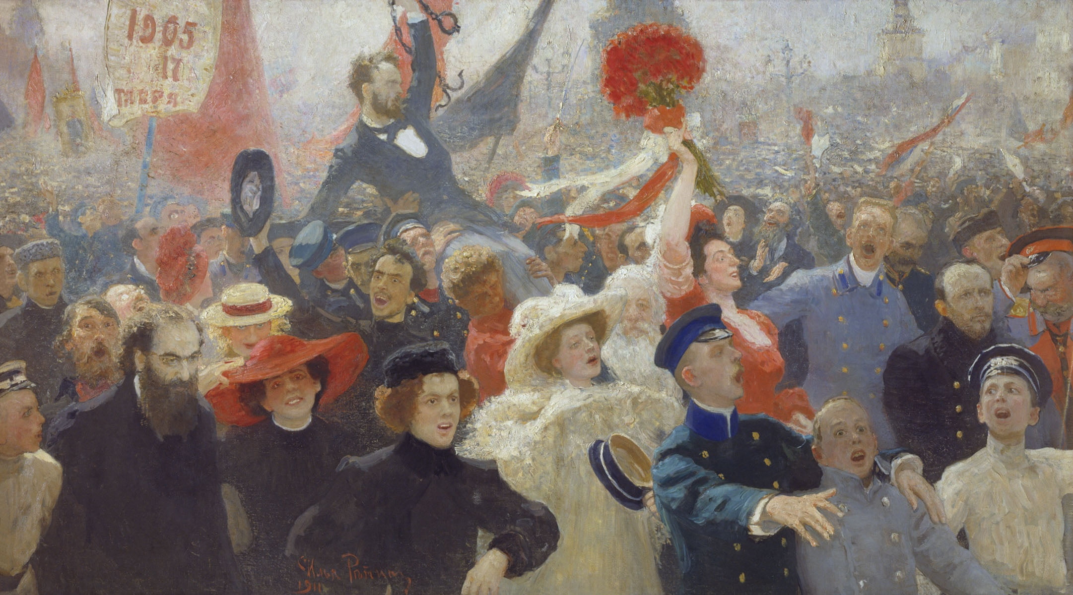1907—1911, a bouquet of red flowers, Canvas, Ilya REPIN, 18 Oct 1905, 1080P, oil, HD Wallpaper
