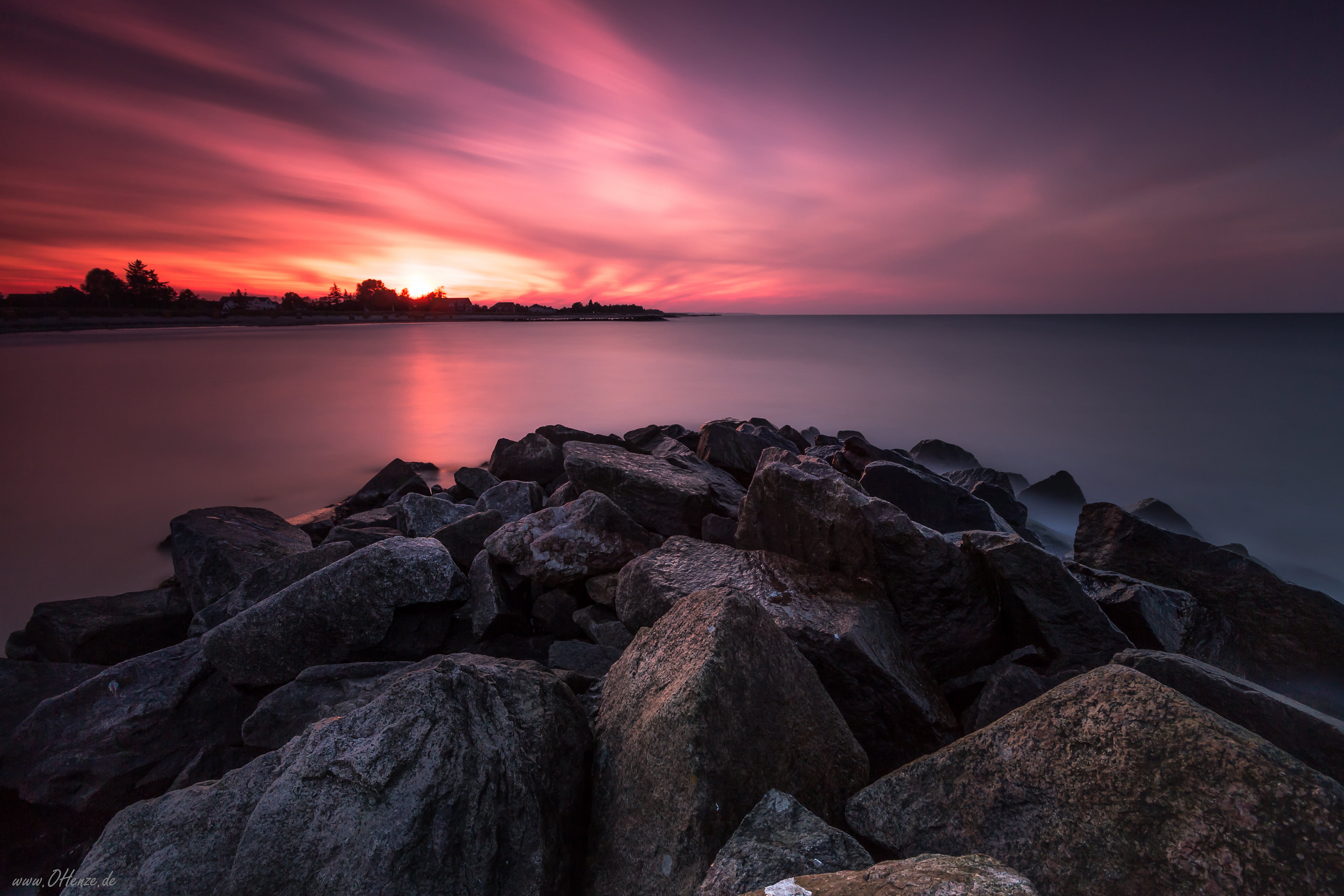 Day, 5K, near, body of water, sea, rock - Object, beach, golden, Canon, Ostsee, landscape, 2013 edition, body, sunset, sky, hour, photography, dusk, water, HD Wallpaper