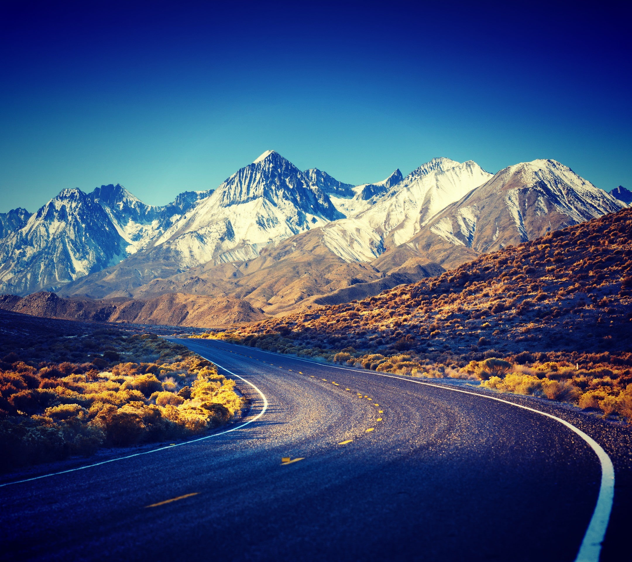 road, mountains, filter, 1080P, HDR, Sierra Nevada, HD Wallpaper