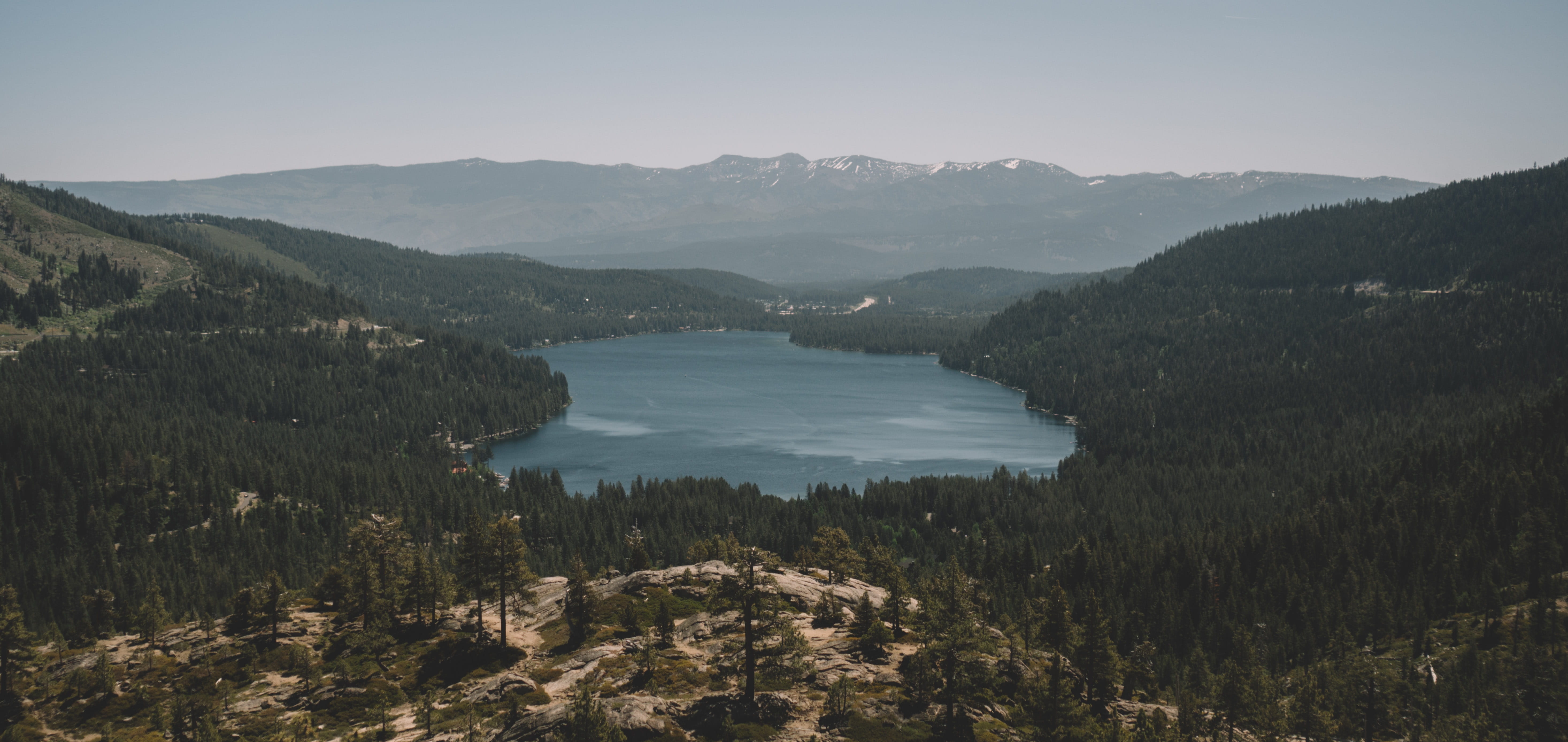 high angle view, mountain range, idyllic, sky, no people, land, truckee, alpine, scenics - nature, trees, sierra, beauty in nature, mountains, alpine lake, HD Wallpaper