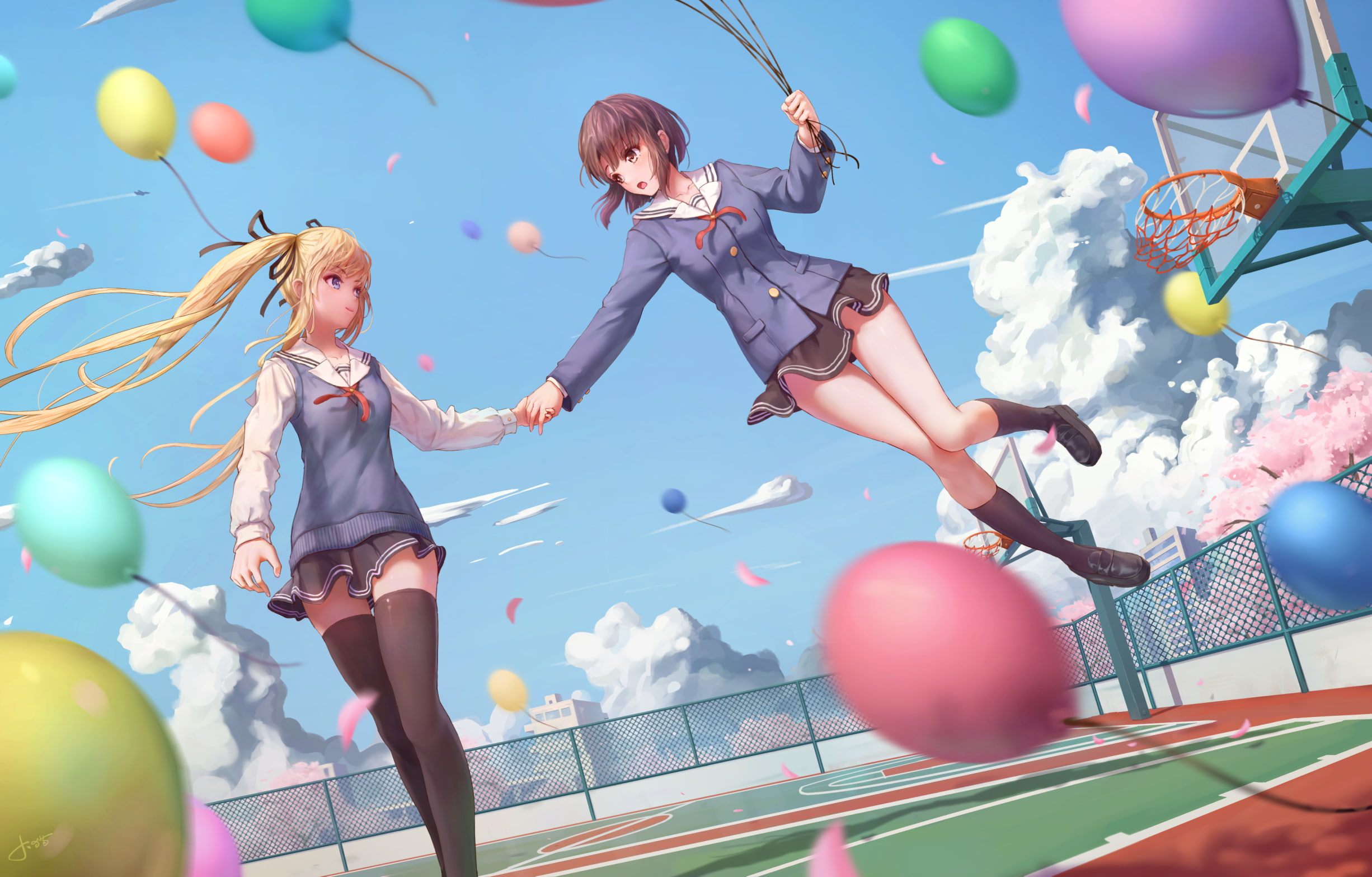 mid-air, playing, sky, full length, Katou Megumi, positive emotion, child, thigh-highs, emotion, adult, lifestyles, Saenai Heroine no Sodatekata, sunlight, HD Wallpaper