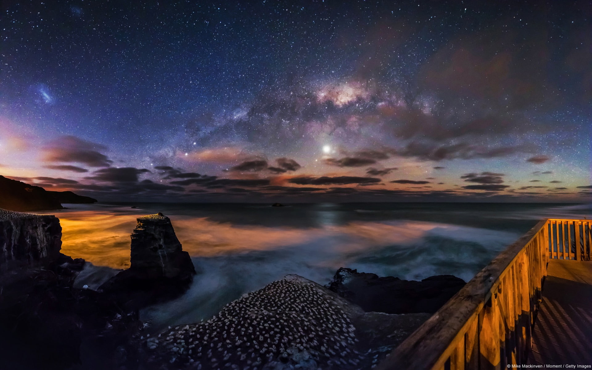 star - space, astronomy, night, galaxy, idyllic, scenics - nature, sunset, body, muriwai, milky way, sky, cloud - sky, windows, water, no people, sea, tranquility, HD Wallpaper