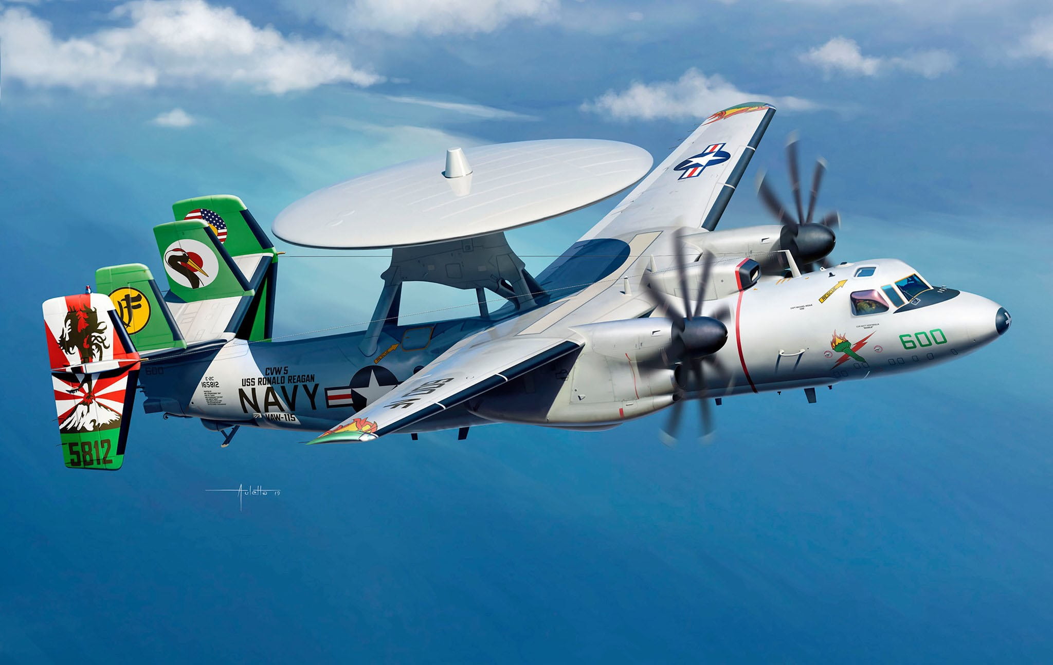 spy plane, 1080P, AWACS, Hawkeye, long-range radar detection, E-2C, US NAVY, us carrier-based aircraft, Grumman, HD Wallpaper