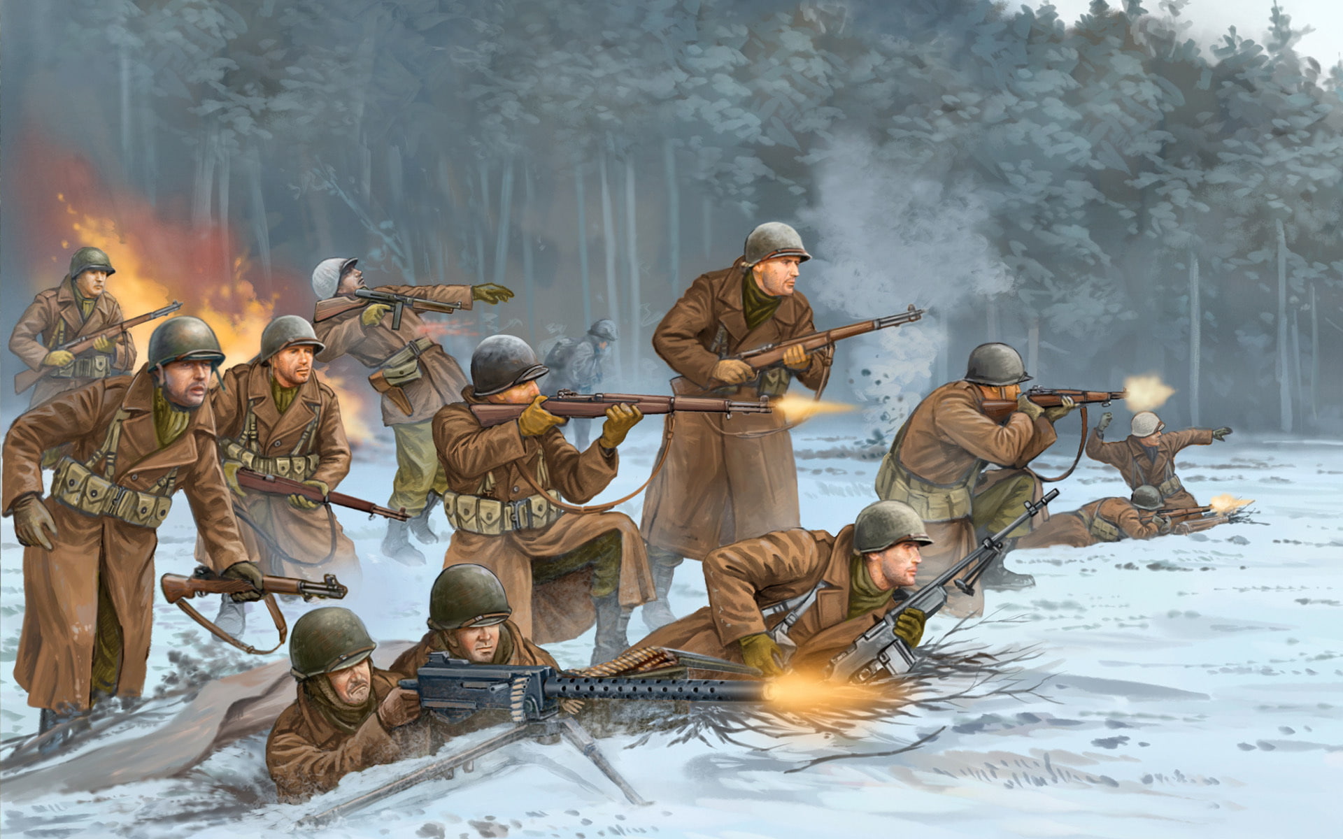 101st, division, landing, art, military, airborne, soldiers, 101 i, 1080P, HD Wallpaper