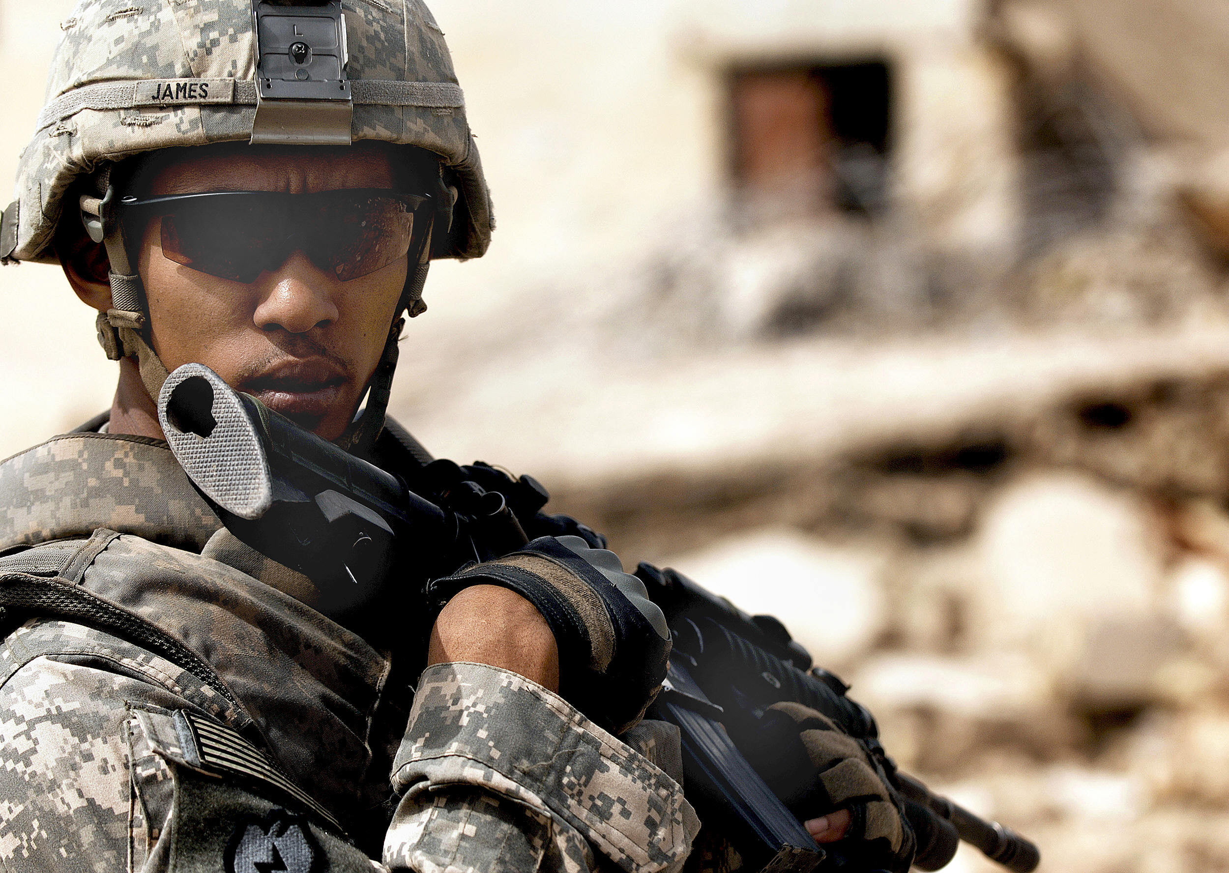 soldiers, 1080P, US army, airborn, Army Combat Uniform, Afro, М4А1 + Trijicon ACOG, ACU, HD Wallpaper