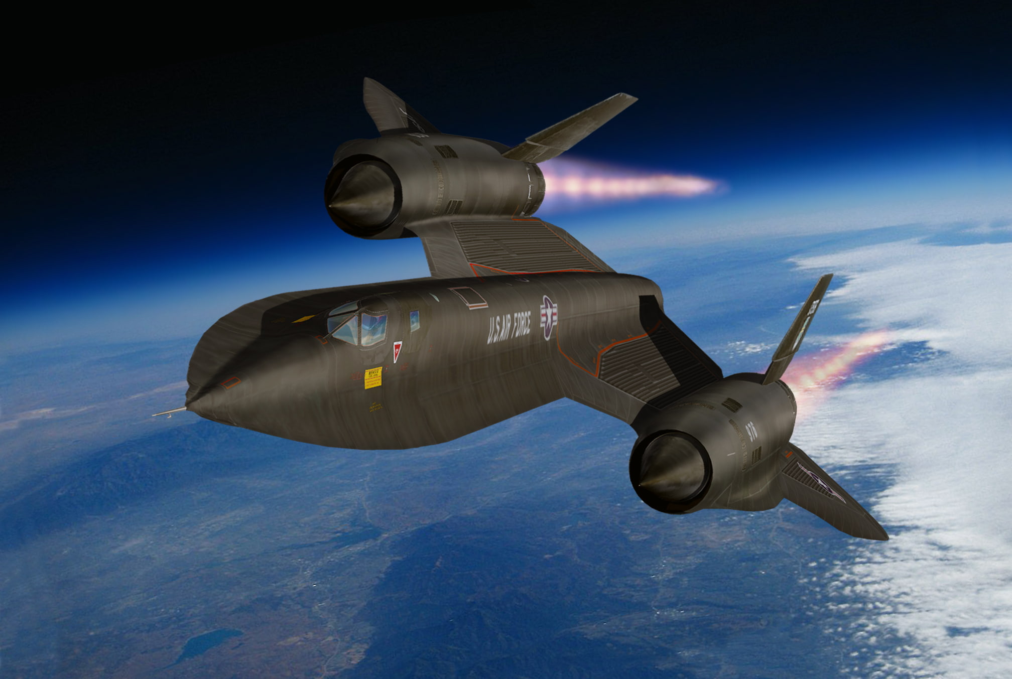 the sky, earth, supersonic, " Blackbird", scout, strategic, figure, Lockheed SR-71, «Blackbird», 1080P, flight, UNITED STATES AIR FORCE, HD Wallpaper