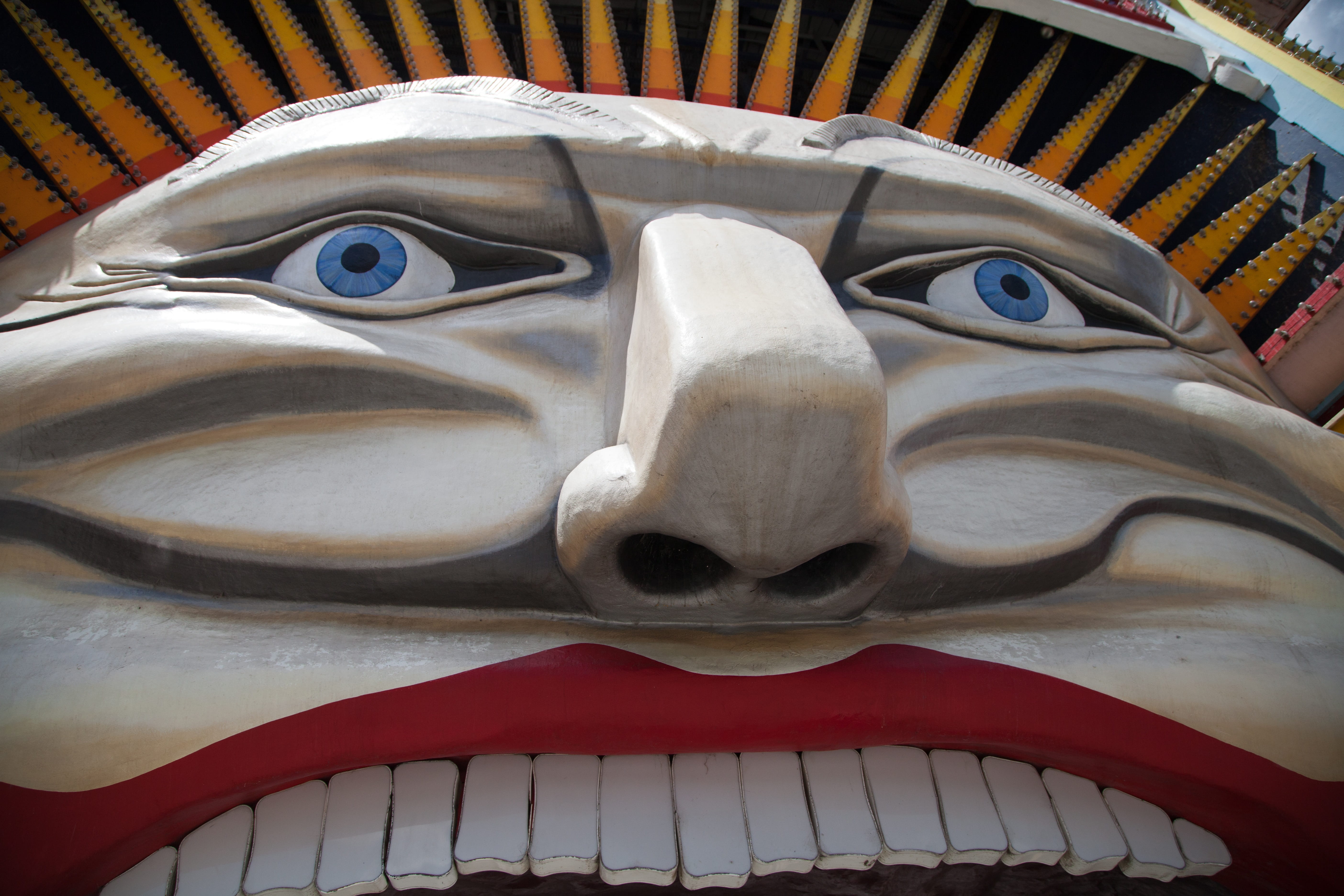 mask - disguise, childhood, Fun, amusement park, ornate, colorful, Luna Park, craft, representation, outdoors, entertainment, creativity, statue, no people, HD Wallpaper