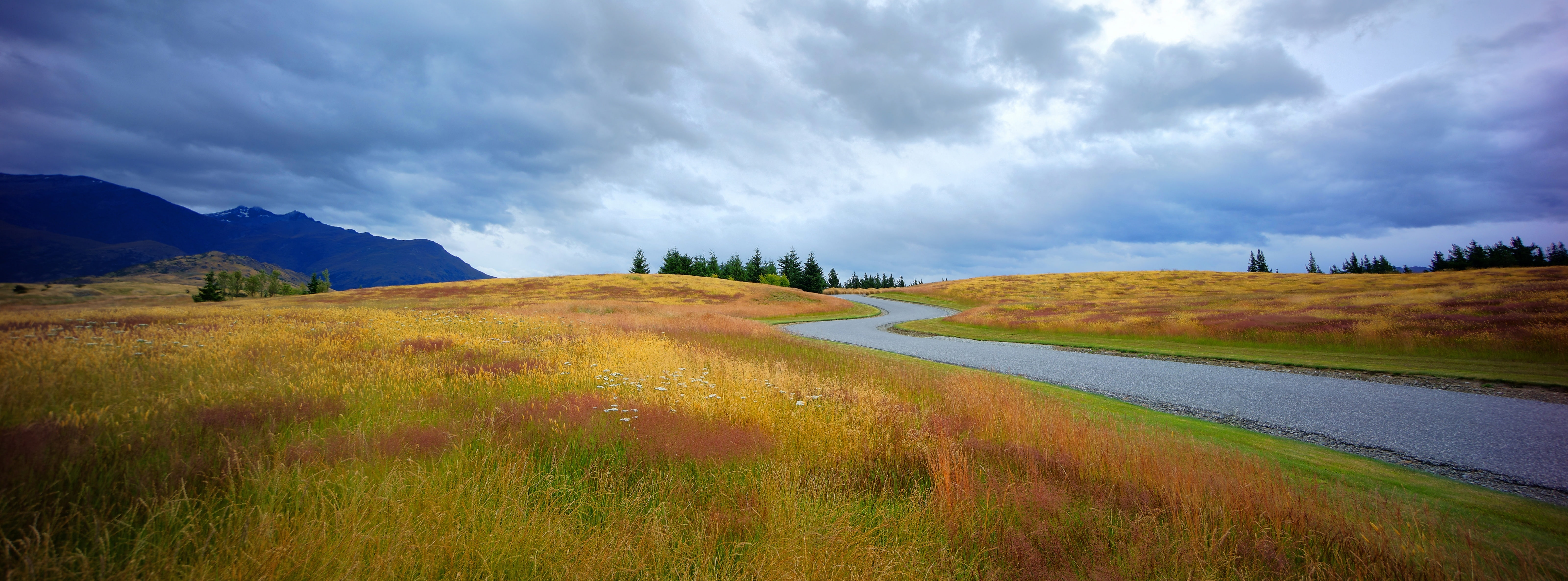rain, cloud - sky, plant, transportation, land, green, sky, Landscape, beauty in nature, no people, brown, non-urban scene, Arrowtown, autumn, rural scene, HD Wallpaper