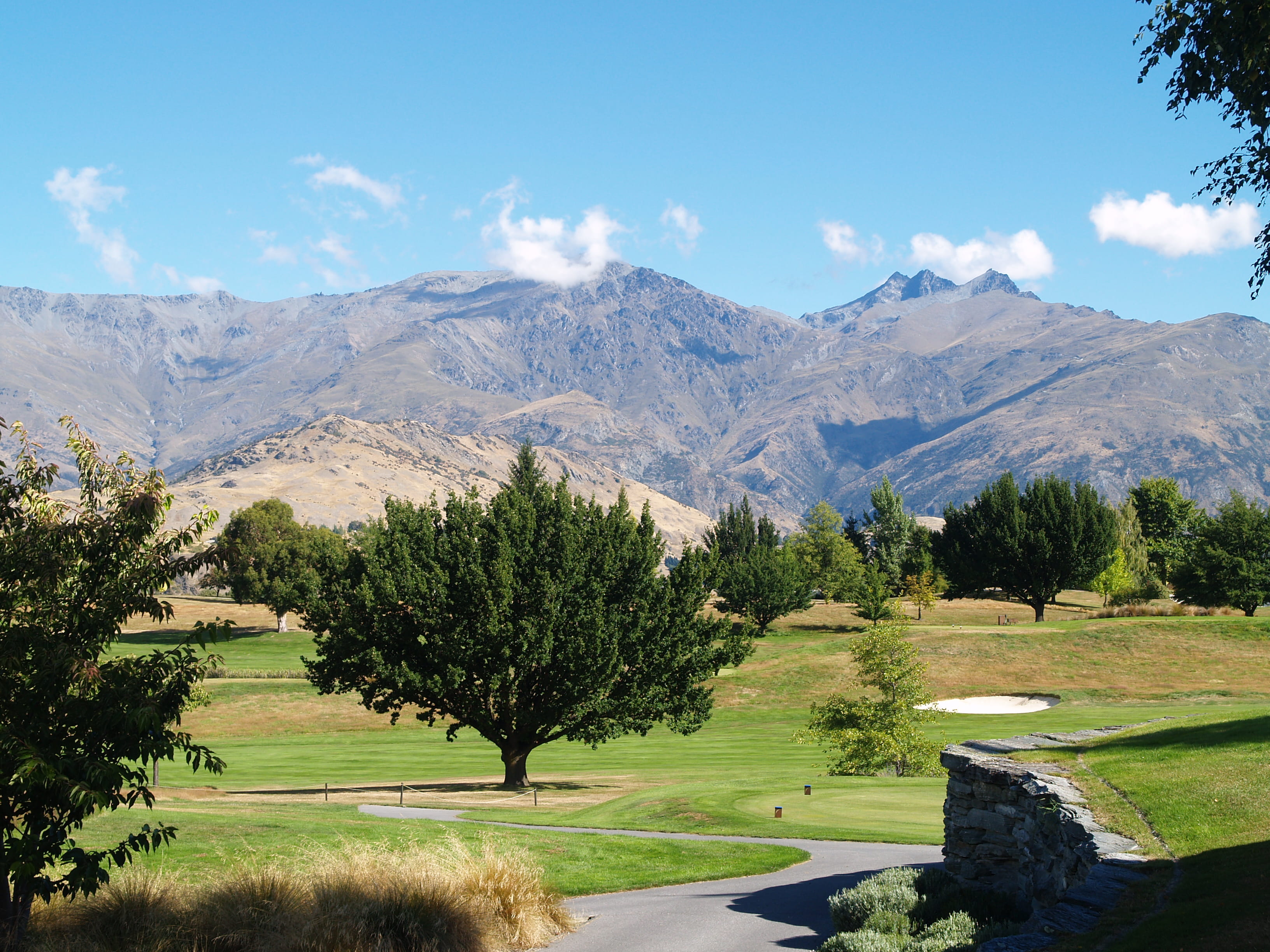 nature, new zealand, day, sky, no people, plant, 2K, tree, tranquility, arrowtown, mountain range, environment, growth, mountain, green color, cloud - sky, HD Wallpaper