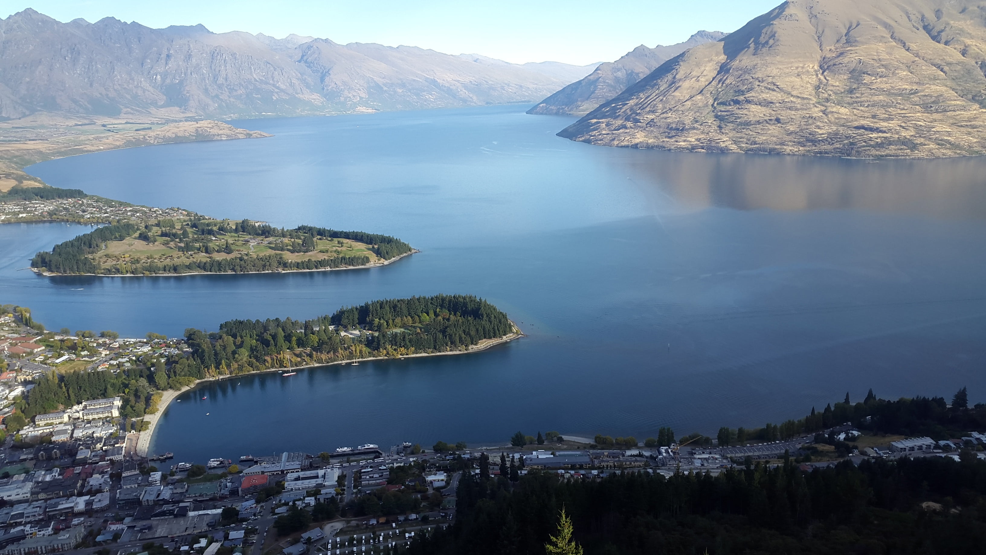 outdoors, town, blue, reflection, environment, non-urban scene, otago, island, beauty in nature, range, nz, sky, lake, scenic, no people, plant, tree, tourism, HD Wallpaper