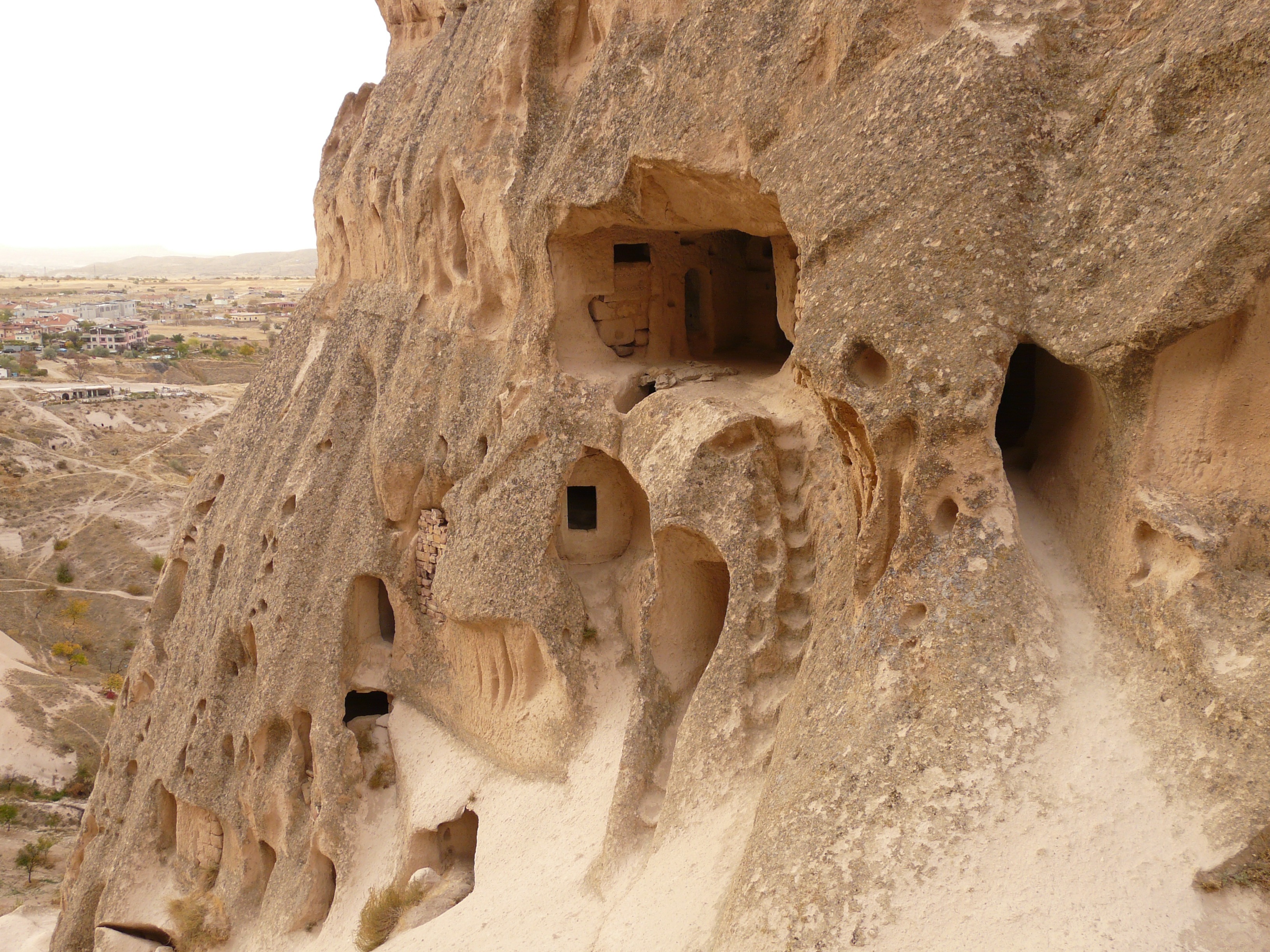 the past, cappadocia, land, sunlight, dwellings, old, solid, architecture, nevşehir, rock, outdoors, turkey, rock apartments, no people, clear sky, remote, HD Wallpaper