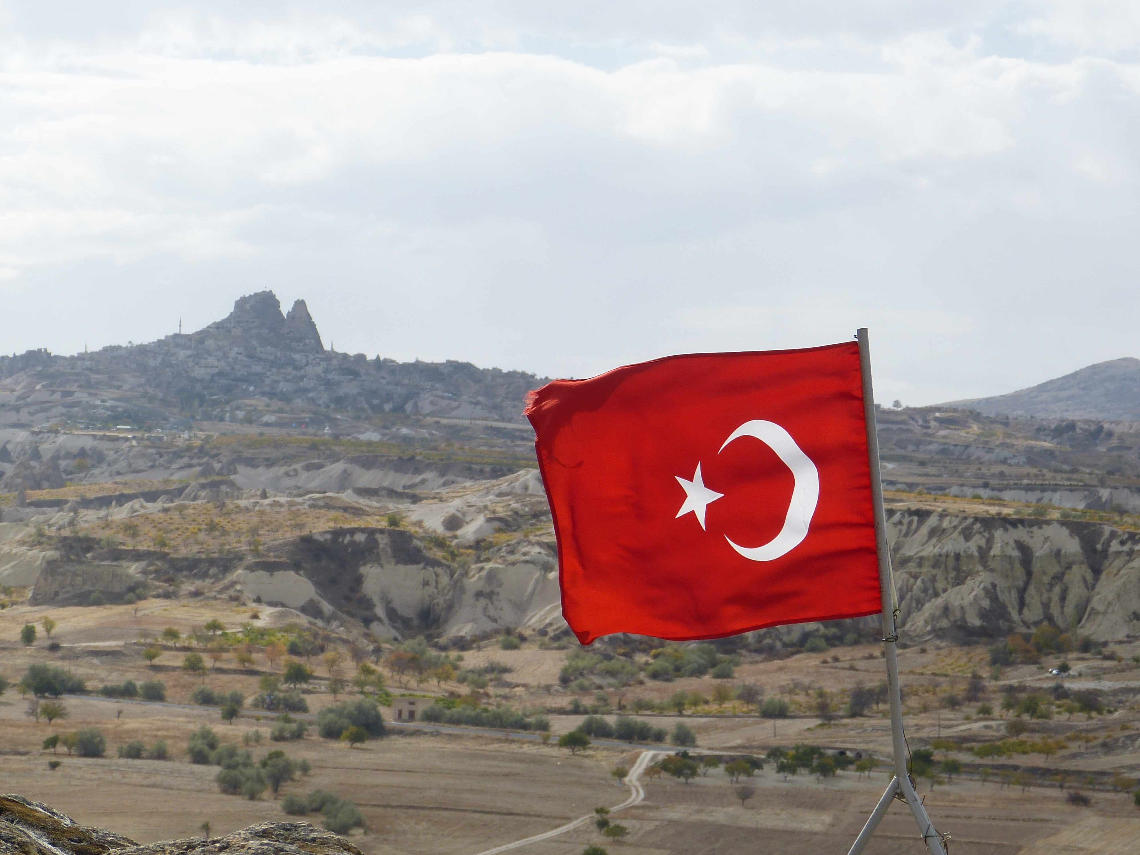 star, red, mountain, environment, shape, cloud - sky, patriotism, turkey, outdoors, no people, crescent, mountain range, blow, sky, 4K, nature, scenics - nature, HD Wallpaper