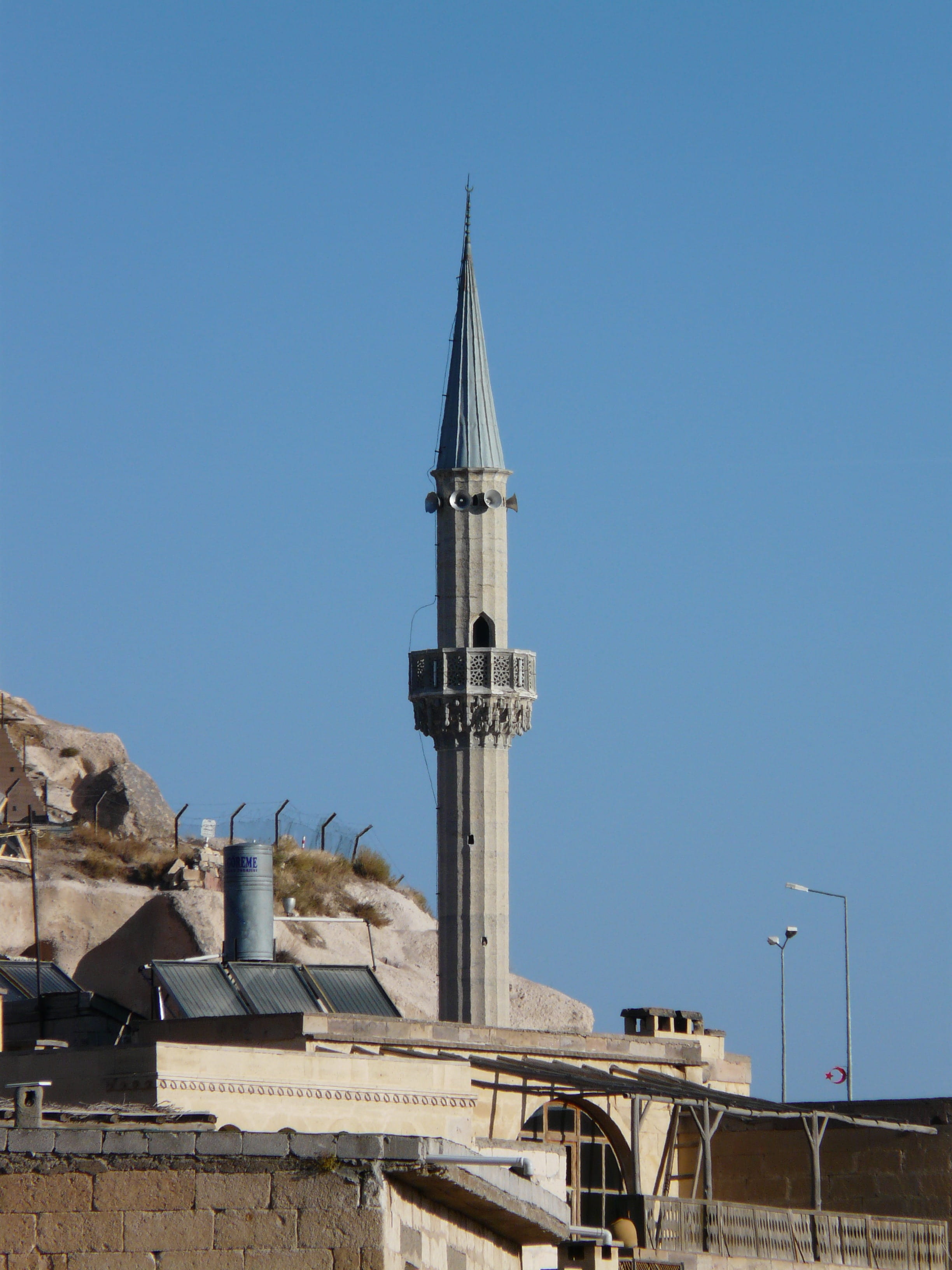 belief, Minaret, building exterior, copy space, sky, spirituality, no people, City, nature, built structure, uchisar, clear sky, place of worship, day, Phone HD Wallpaper