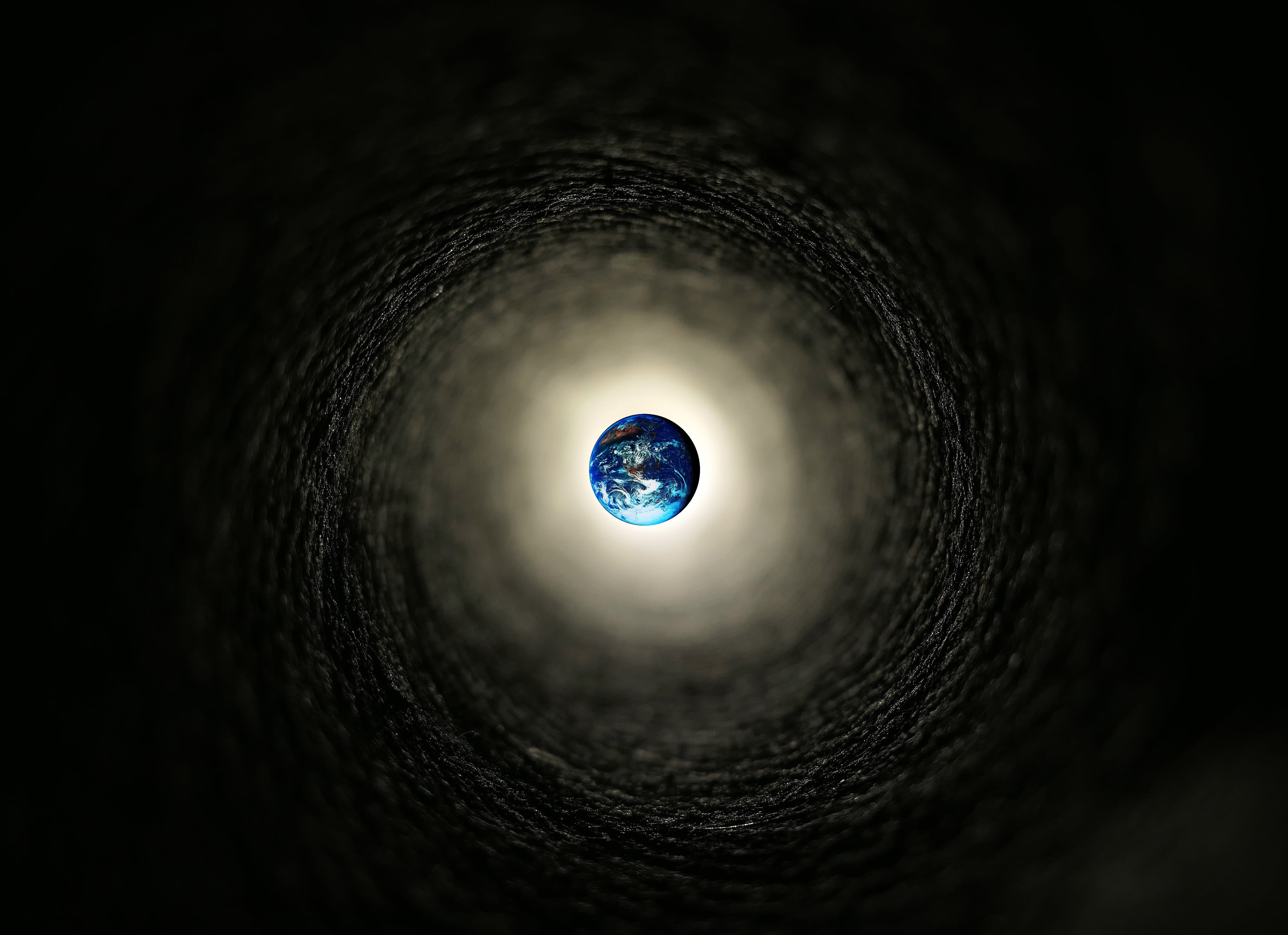 tunnel, Globe, architecture, moon, outdoors, nature, directly below, light at the end of the tunnel, shape, illuminated, shimmer, Glass, blue, astronomy, HD Wallpaper