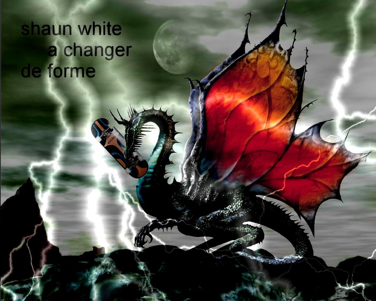 720P, entertainment, Dragon, art, hd, skate, eclaire, couleur, HD Wallpaper