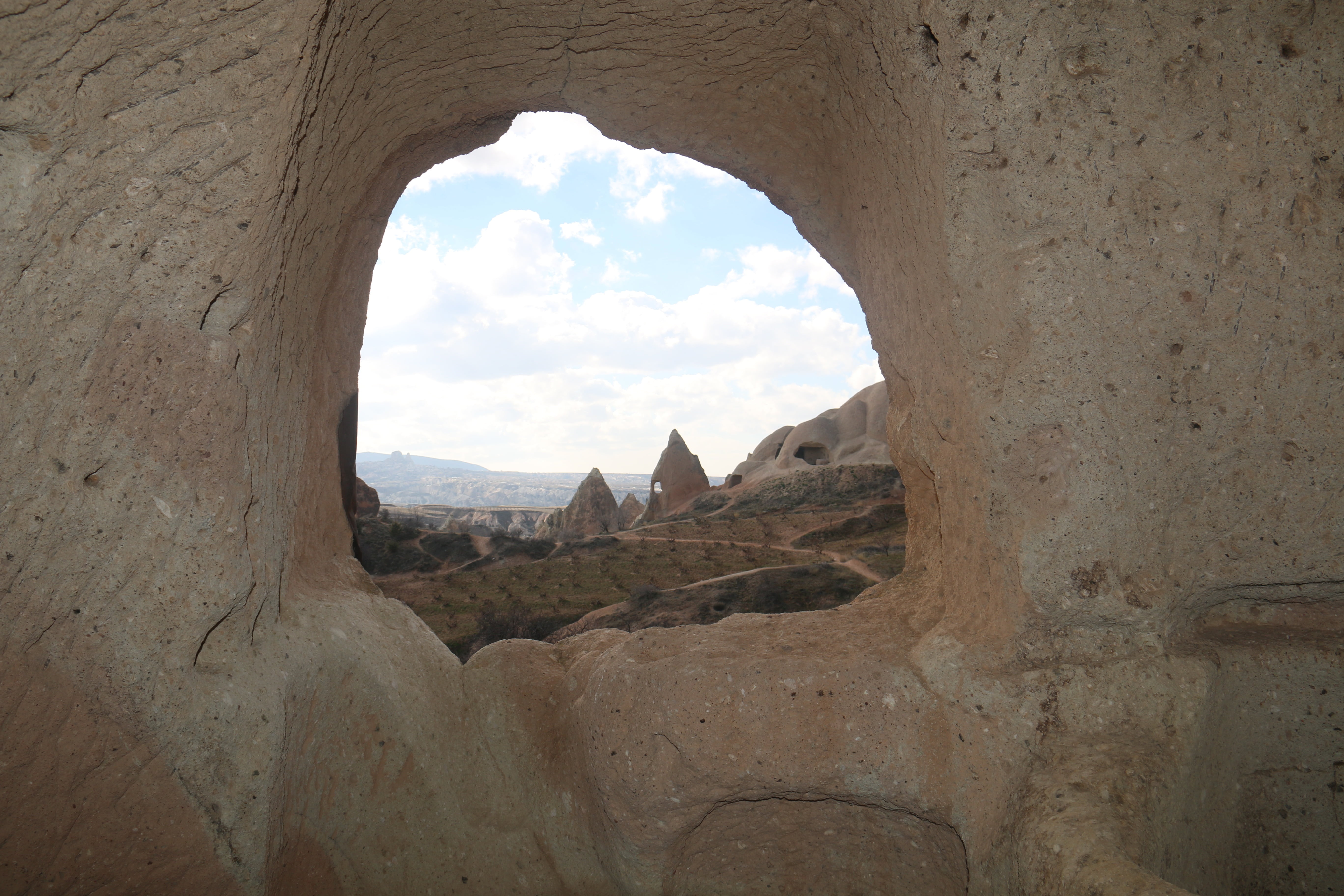 ancient civilization, arch, mountain, rock, travel destinations, turkish, built structure, architecture, history, window, natural arch, the past, anatolia, HD Wallpaper