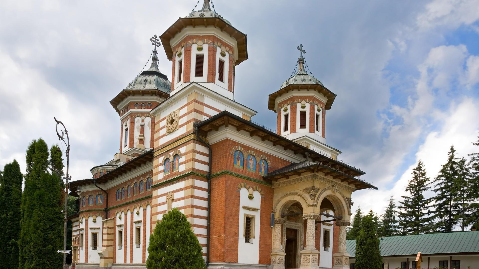 monastery, beige, 1080P, white, building, romania, world, sinaia, brown, europe, 1920x1080, HD Wallpaper