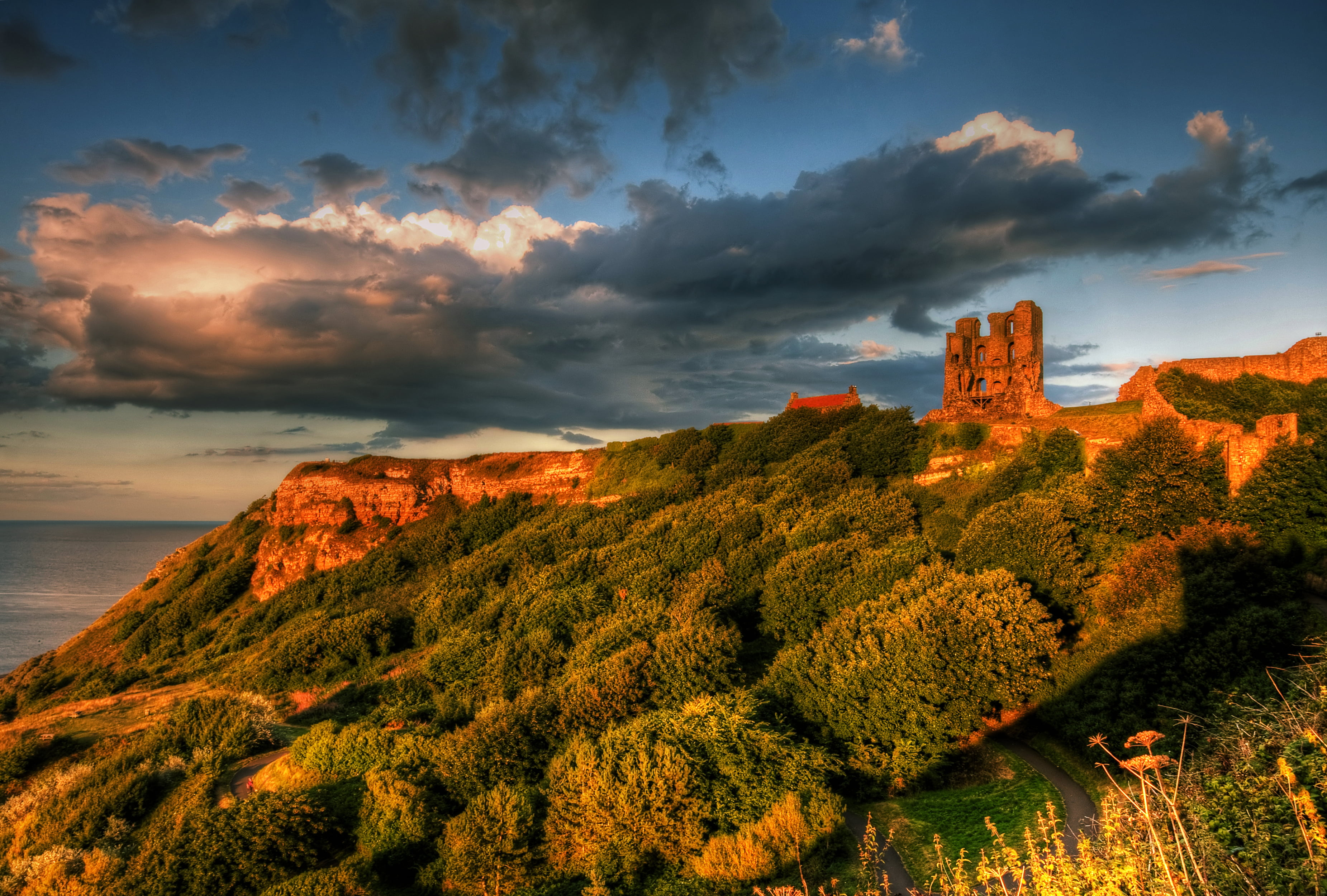 England, outdoors, scenics, nature, view, sunset, rock - Object, ruins, aerial view, rock, 2K, sky, rock formation, formation, aerial, landscape, Canon EOS 40D, HD Wallpaper
