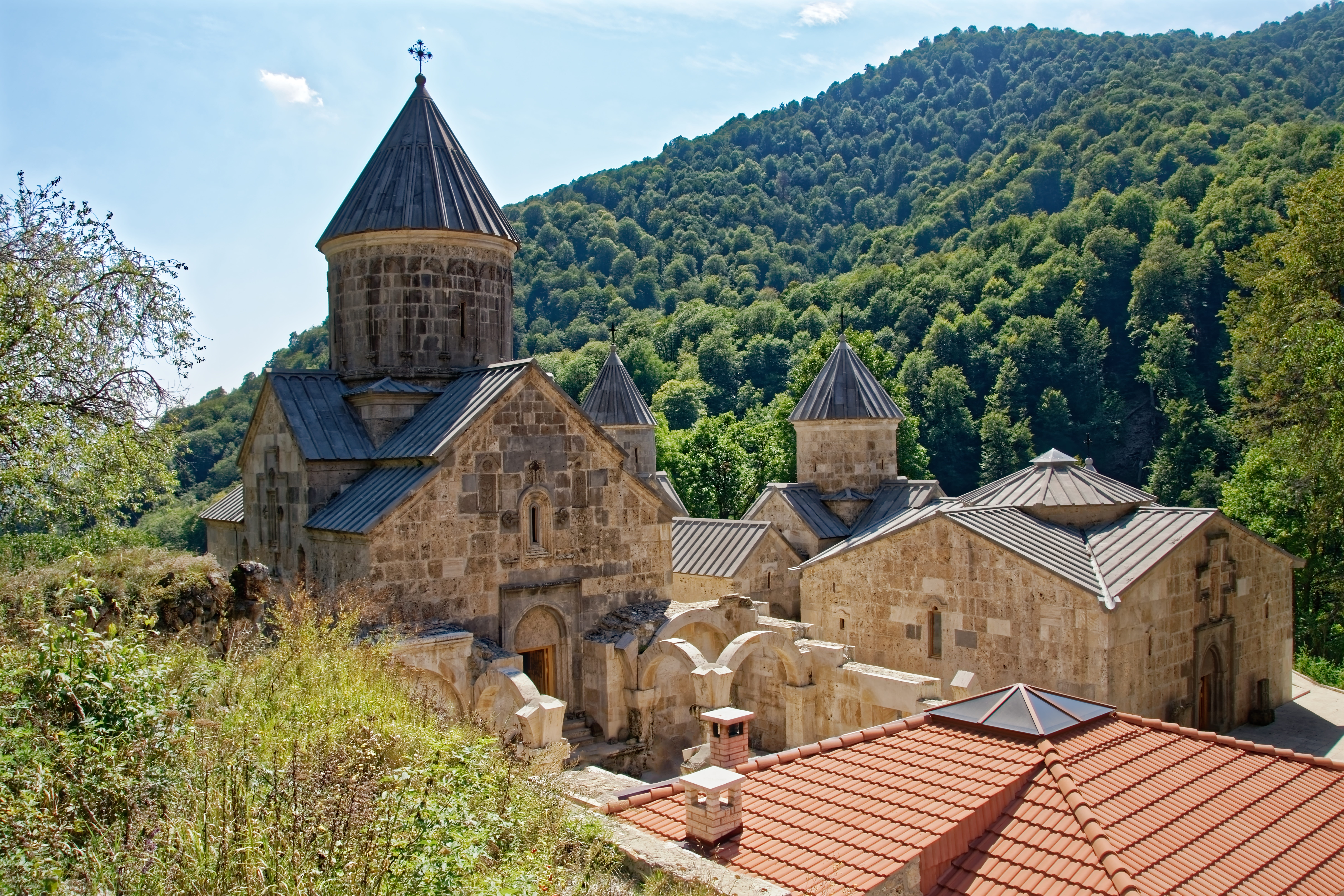 house, historical, monastery, place of worship, built structure, roof, day, caucasus, mountain, building exterior, building, the monastery of haghartsin, HD Wallpaper