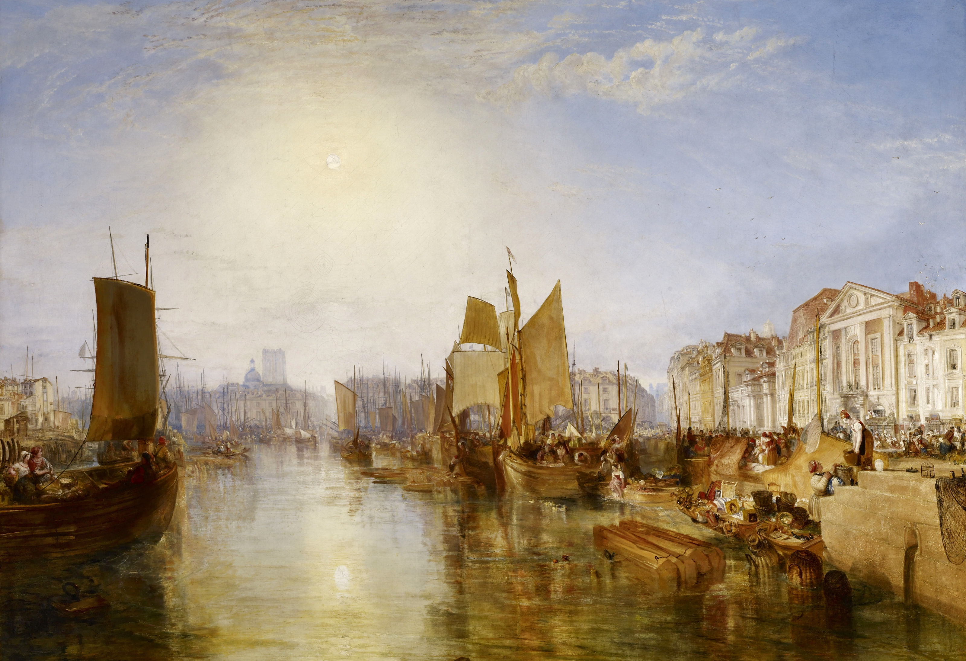 2K, picture, the city, boat, home, Harbor DPA, landscape, sail, William Turner, HD Wallpaper