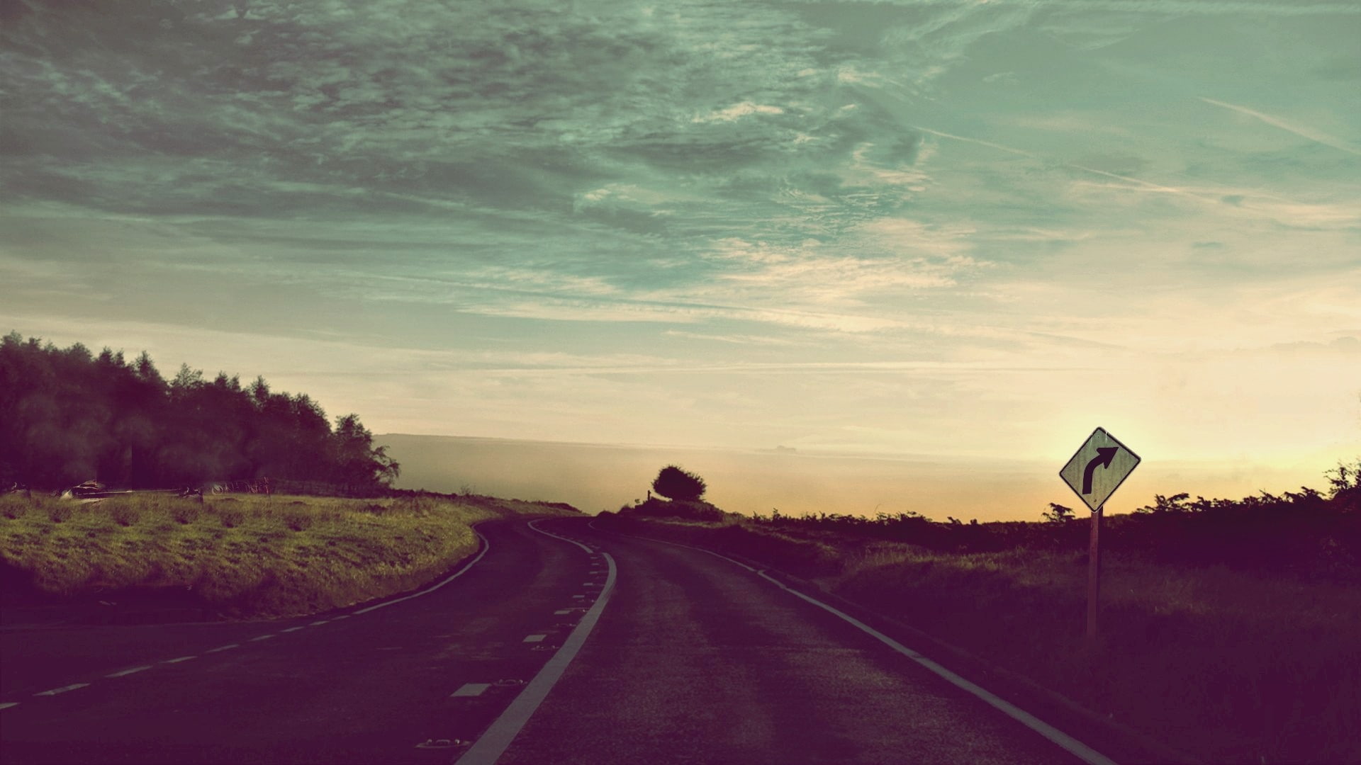photography, tumblr, road, 1080P, sunset, HD Wallpaper