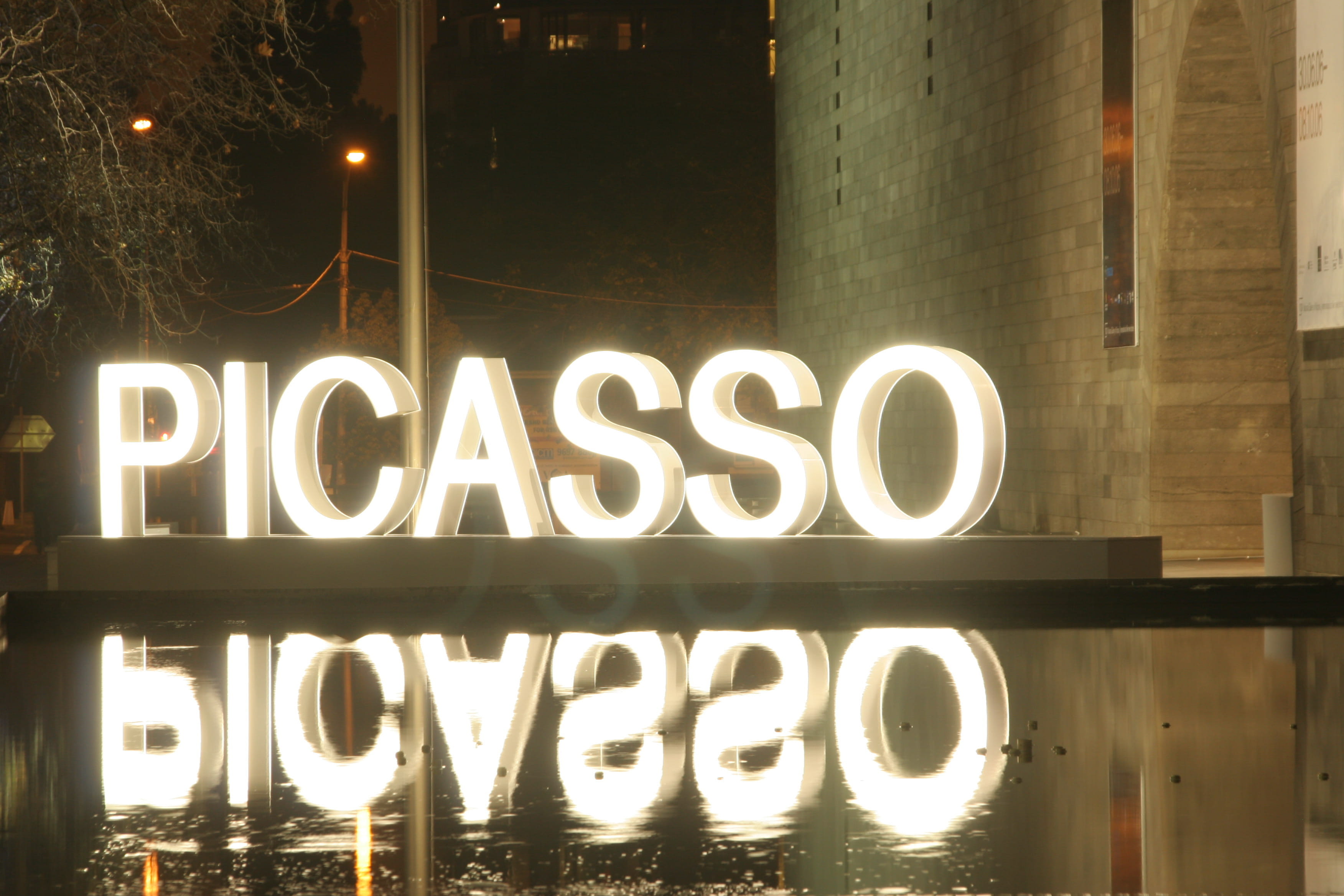 built structure, reflection, communication, national gallery of victoria, night, glowing, light - natural phenomenon, neon, illuminated, art, no people, HD Wallpaper