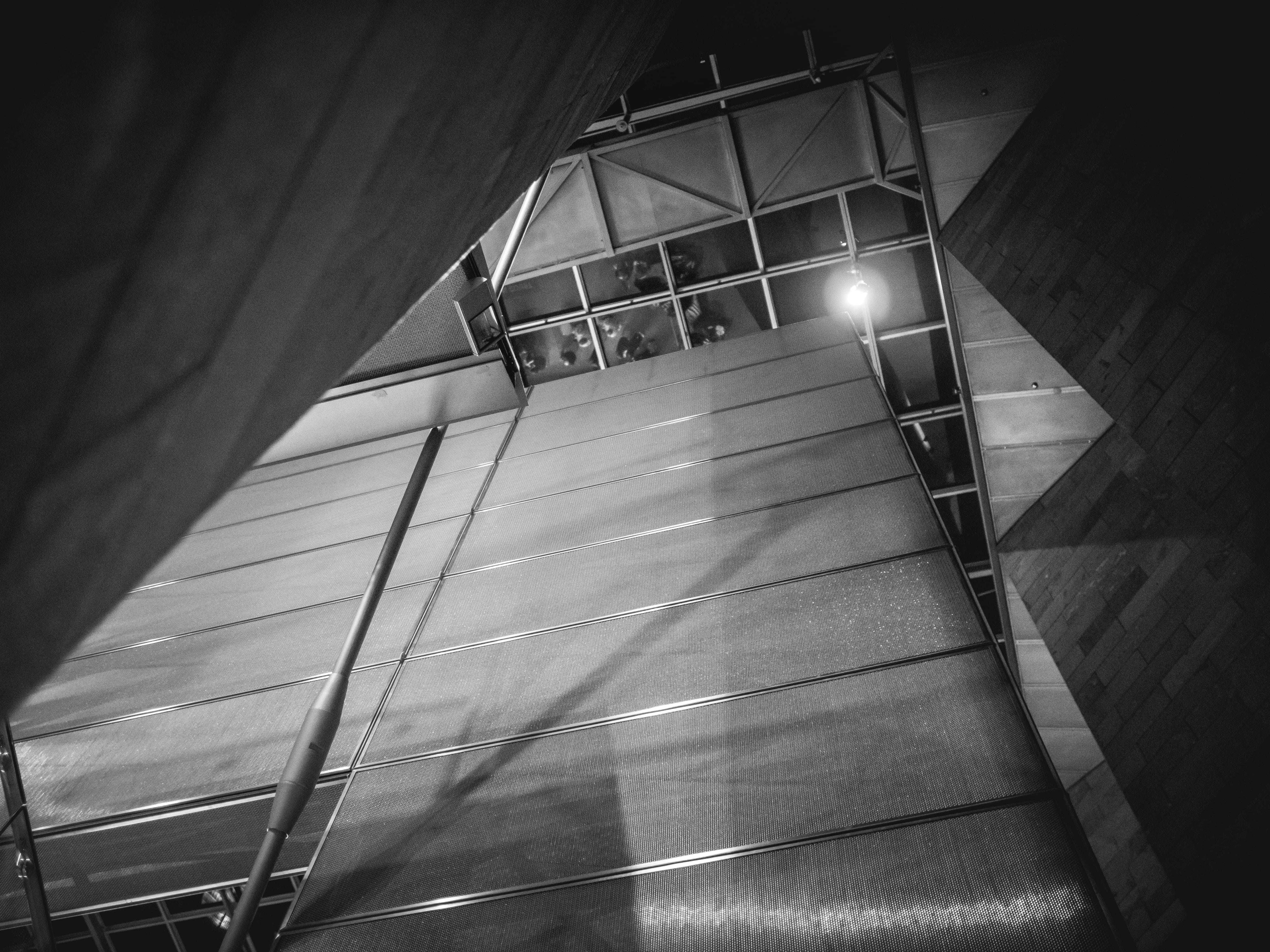 day, people, indoors, geometry, ceiling, shadow, railing, building, architecture, no people, 5K, australia, blackandwhite, reflection, national gallery of victoria, HD Wallpaper