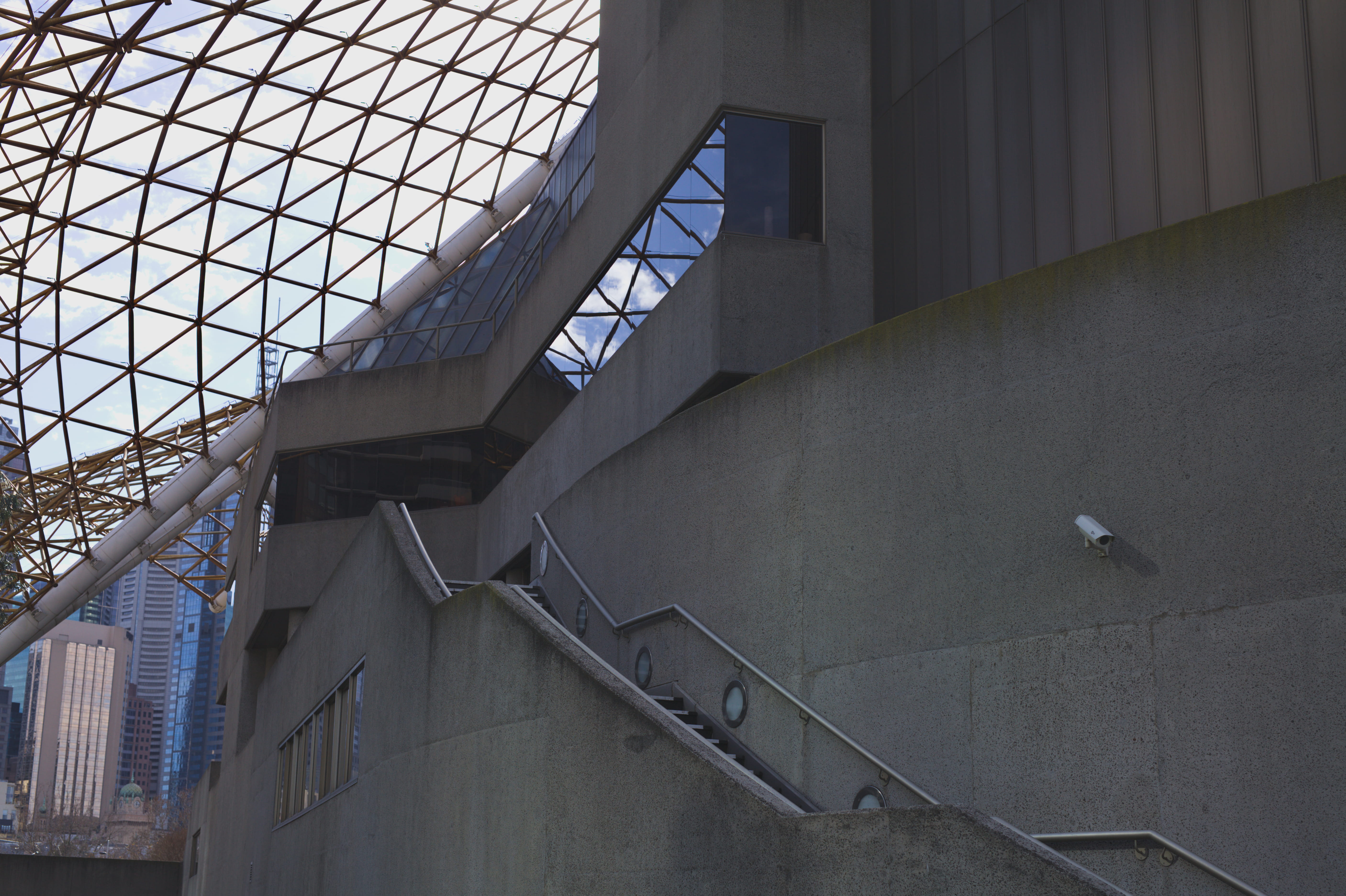 no people, steps and staircases, staircase, travel, low angle view, brutalism, building exterior, modern, building, travel destinations, railing, wall - building feature, HD Wallpaper
