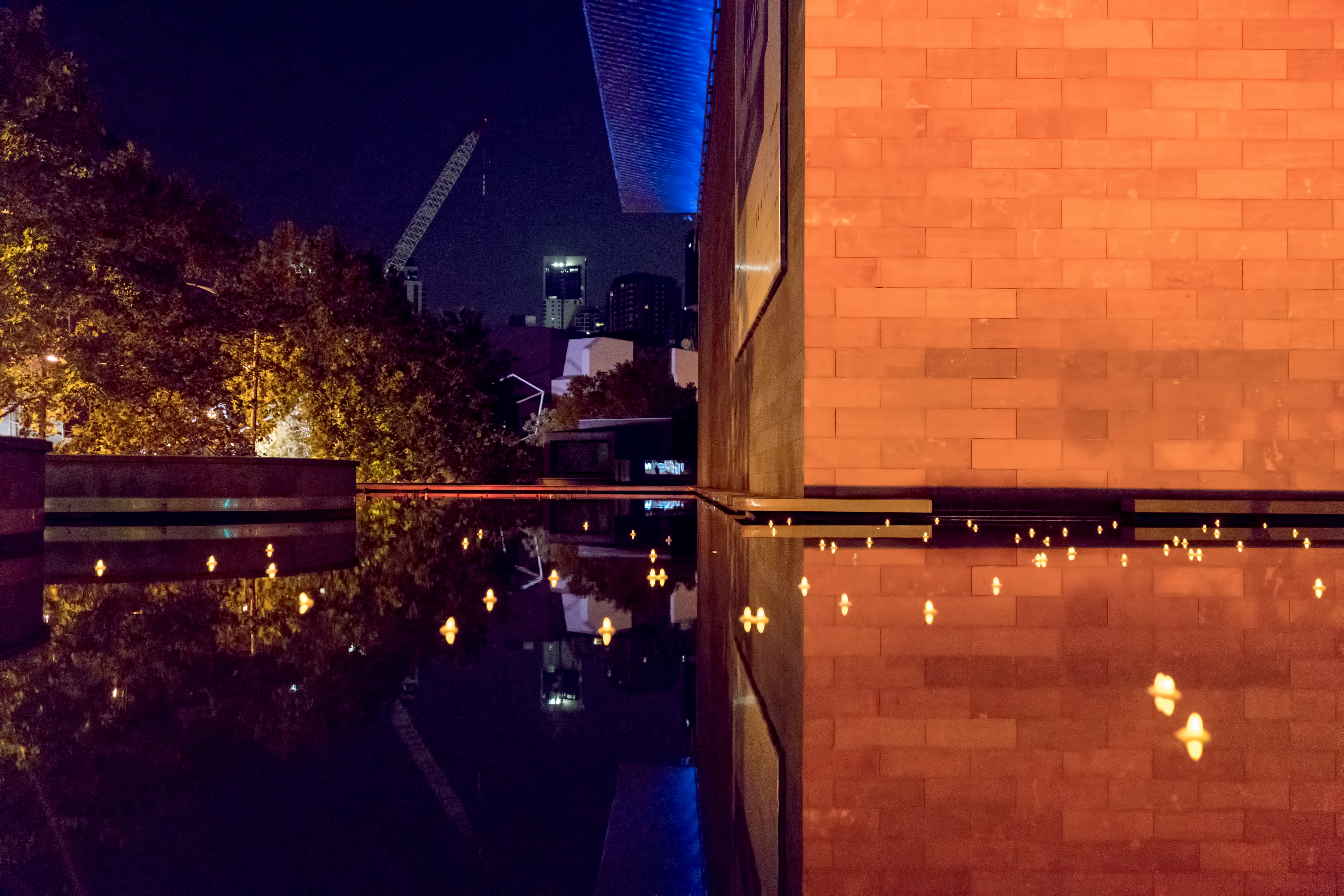 transportation, national gallery, lighting equipment, street, plant, nightlife, national gallery of victoria, nature, city, no people, pond, road, window, HD Wallpaper