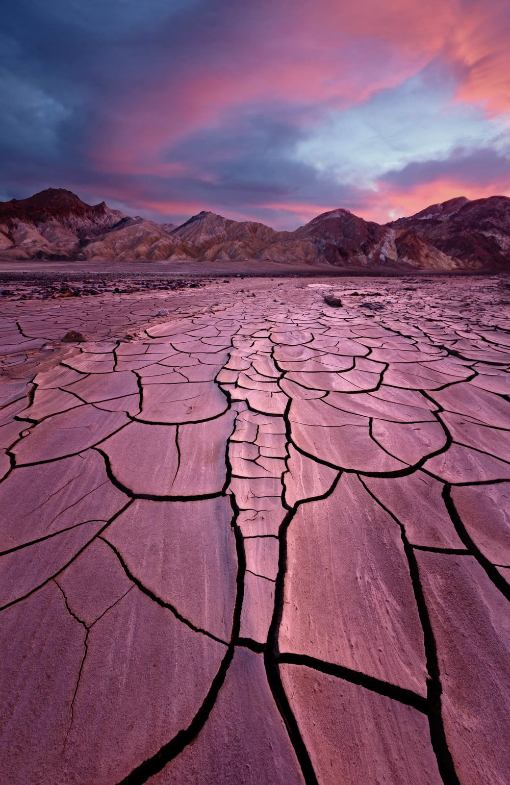 orange sky, death valley national park, arid Climate, sand, nature, mountain, sky, landscape, dry, blue, scenics, department of the interior, land, 720P, Phone HD Wallpaper
