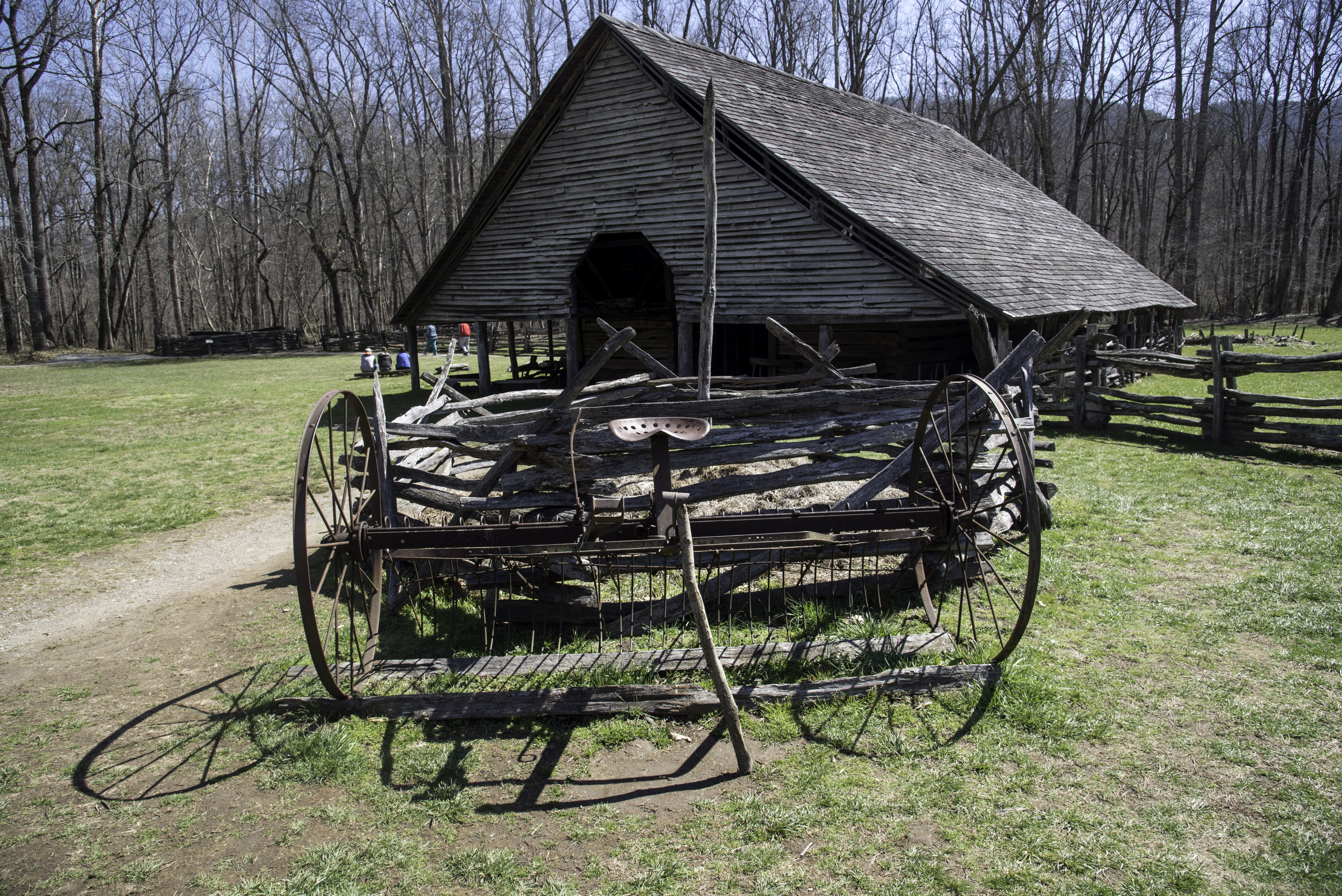building exterior, bare tree, land, field, front, United States, mountains, smoky, Great Smoky Mountains National Park, cart, public domain, great, log, HD Wallpaper